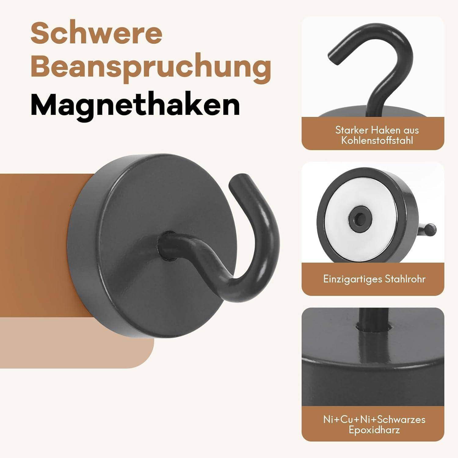 Magnet Haken Neodym Stark Spind 30kg Magnethaken Pistole Schwarz