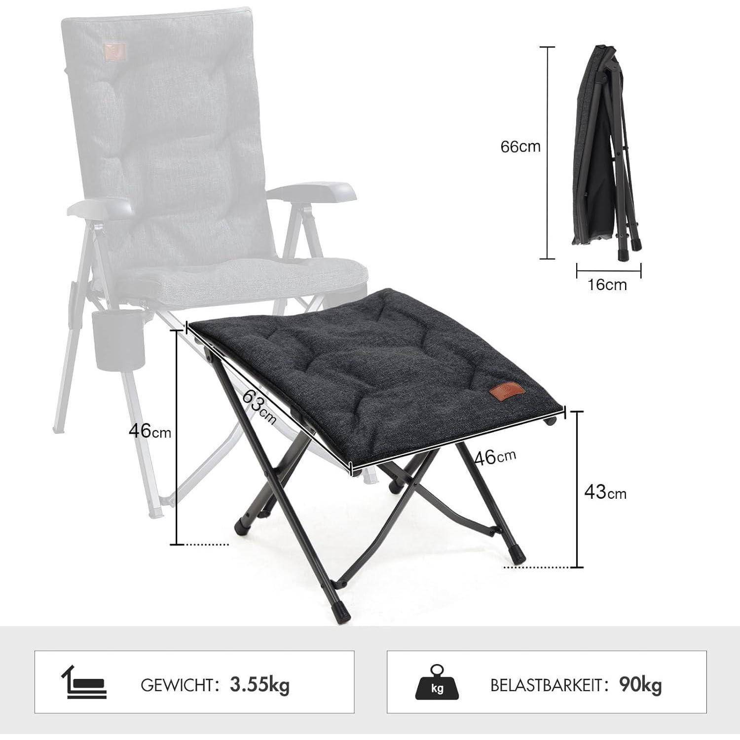 Fußhocker Klapphocker Faltbar Gepolstert 47cm schräge Linie Schwarz
