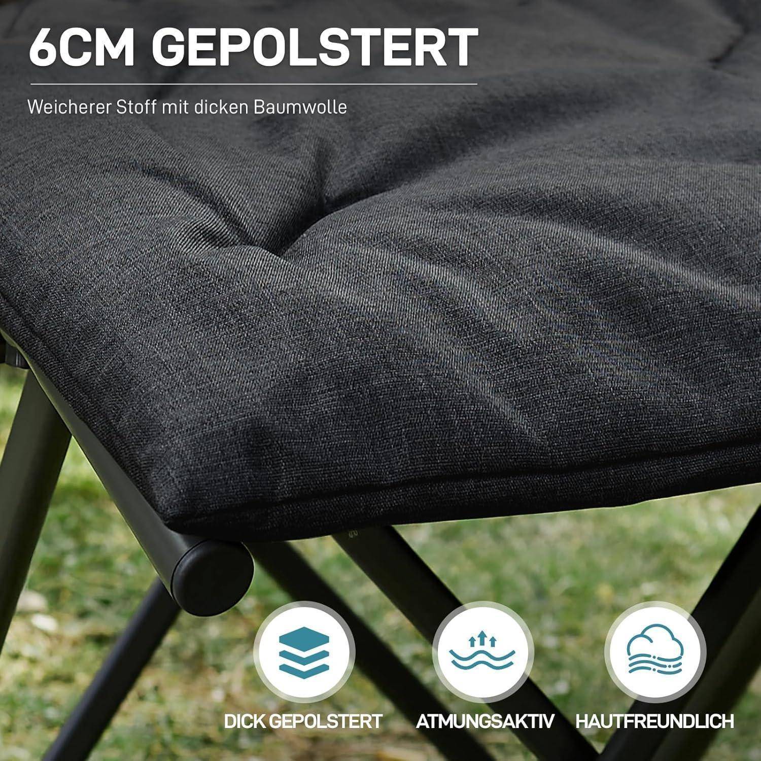 Fußhocker Klapphocker Faltbar Gepolstert 47cm schräge Linie Schwarz
