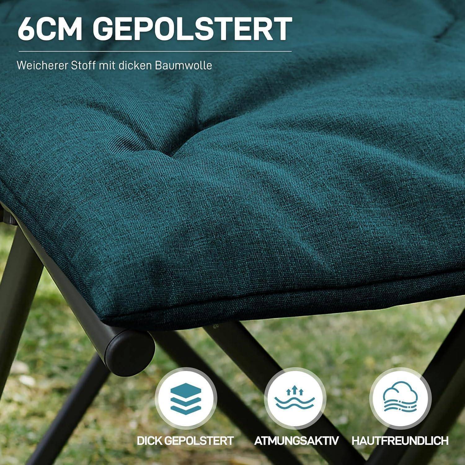 Fußhocker Faltbar 47cm Fußablage Sessel Garten schräge Linie Grün