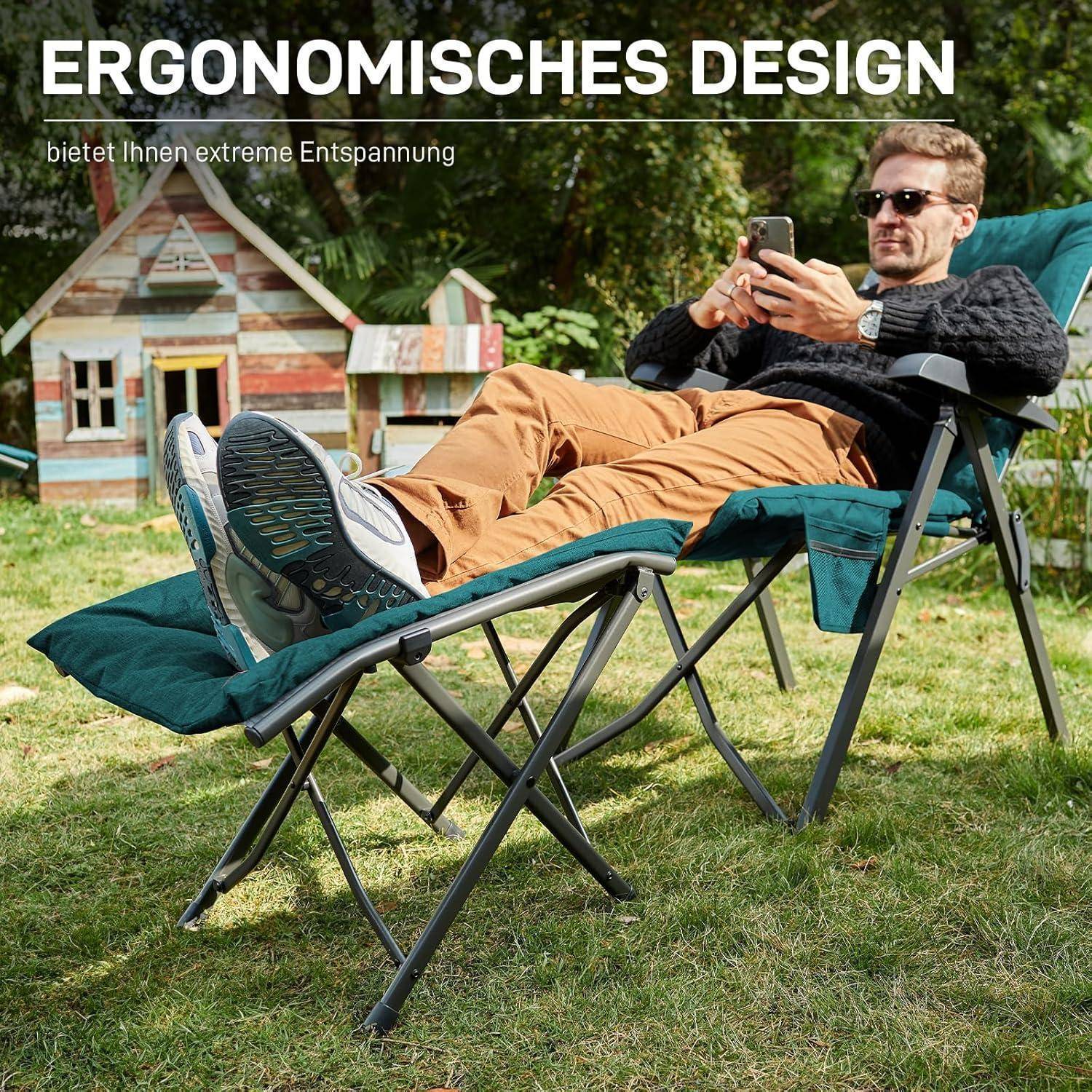 Fußhocker Faltbar 47cm Fußablage Sessel Garten schräge Linie Grün