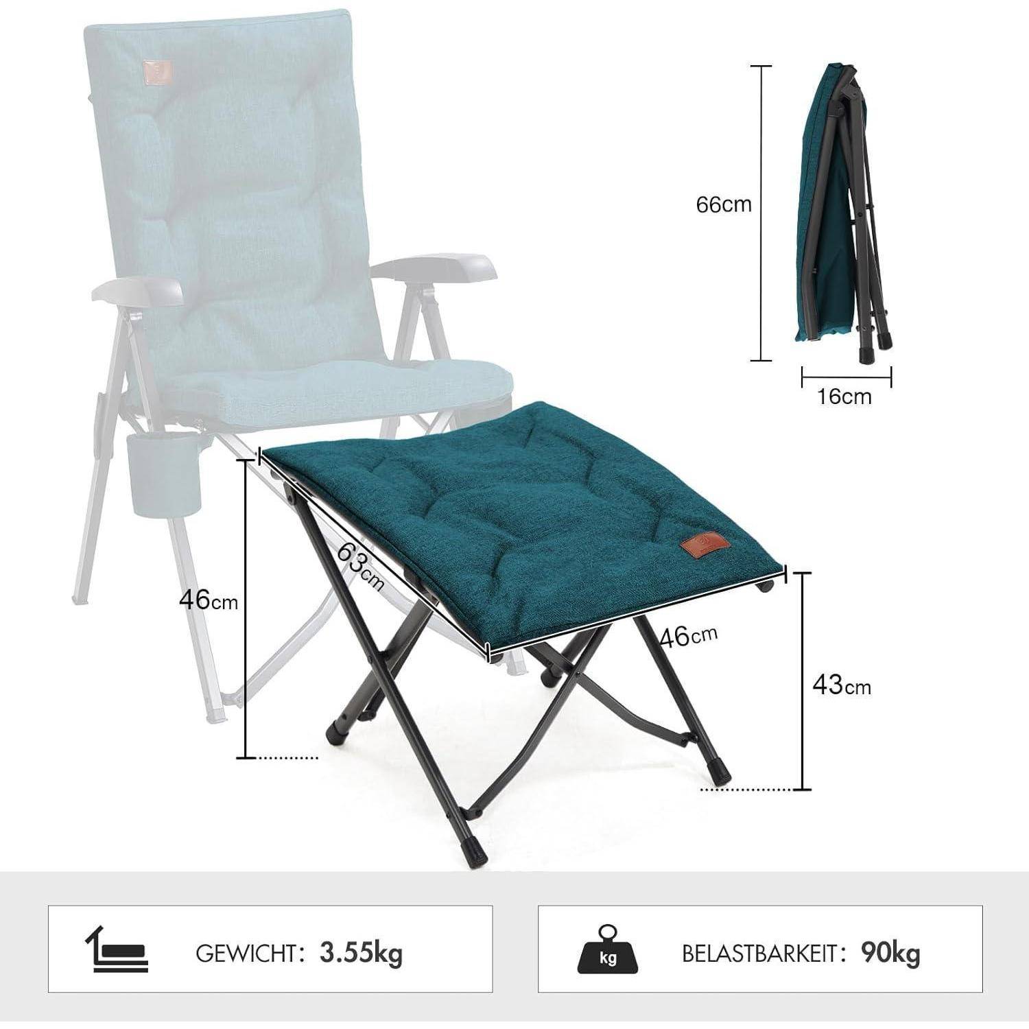 Fußhocker Faltbar 47cm Fußablage Sessel Garten schräge Linie Grün