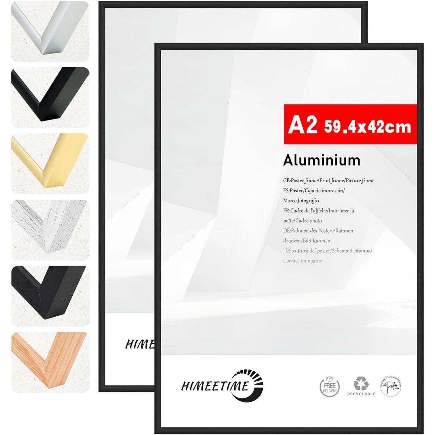 Bilderrahmen A2 42x59cm Metall Alu | Schwarz A2(42x59.4cm) 2x