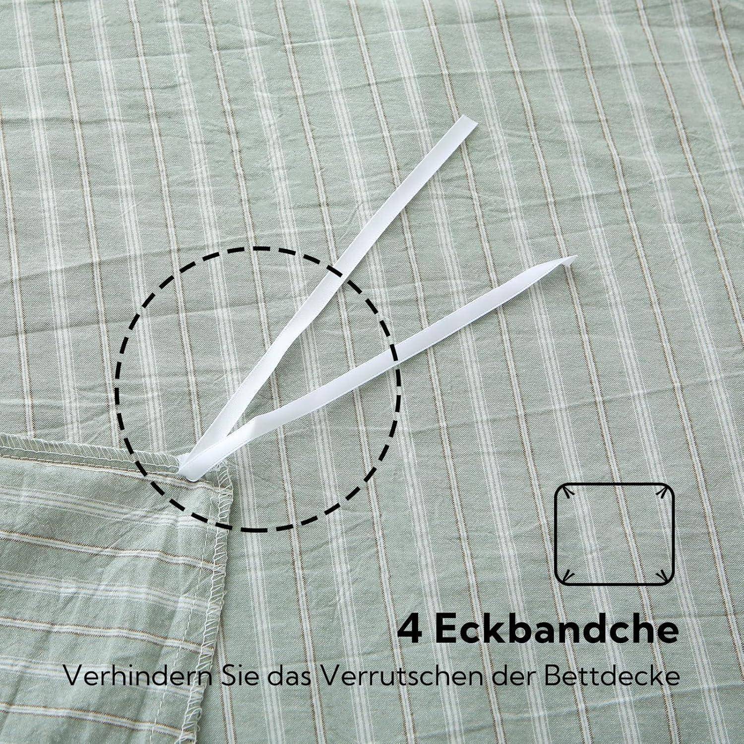 Detailaufnahme einer Decke mit markierten Eckkordeln, die mit „4 Eckbändchen
