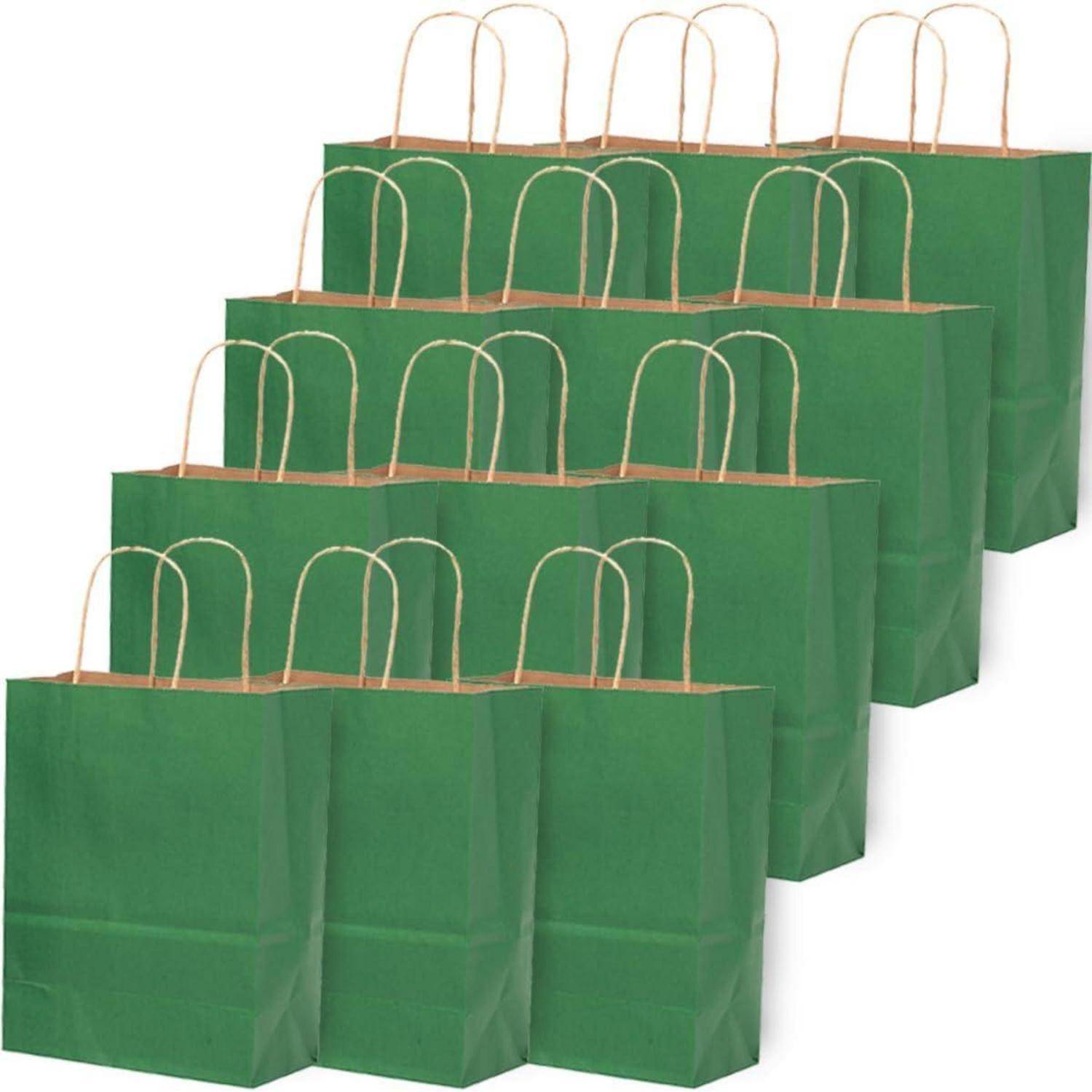 Kraft Taschen Griffe 21x15x8cm Geschenk B Tiefgrün 32 Stück 32er Pack