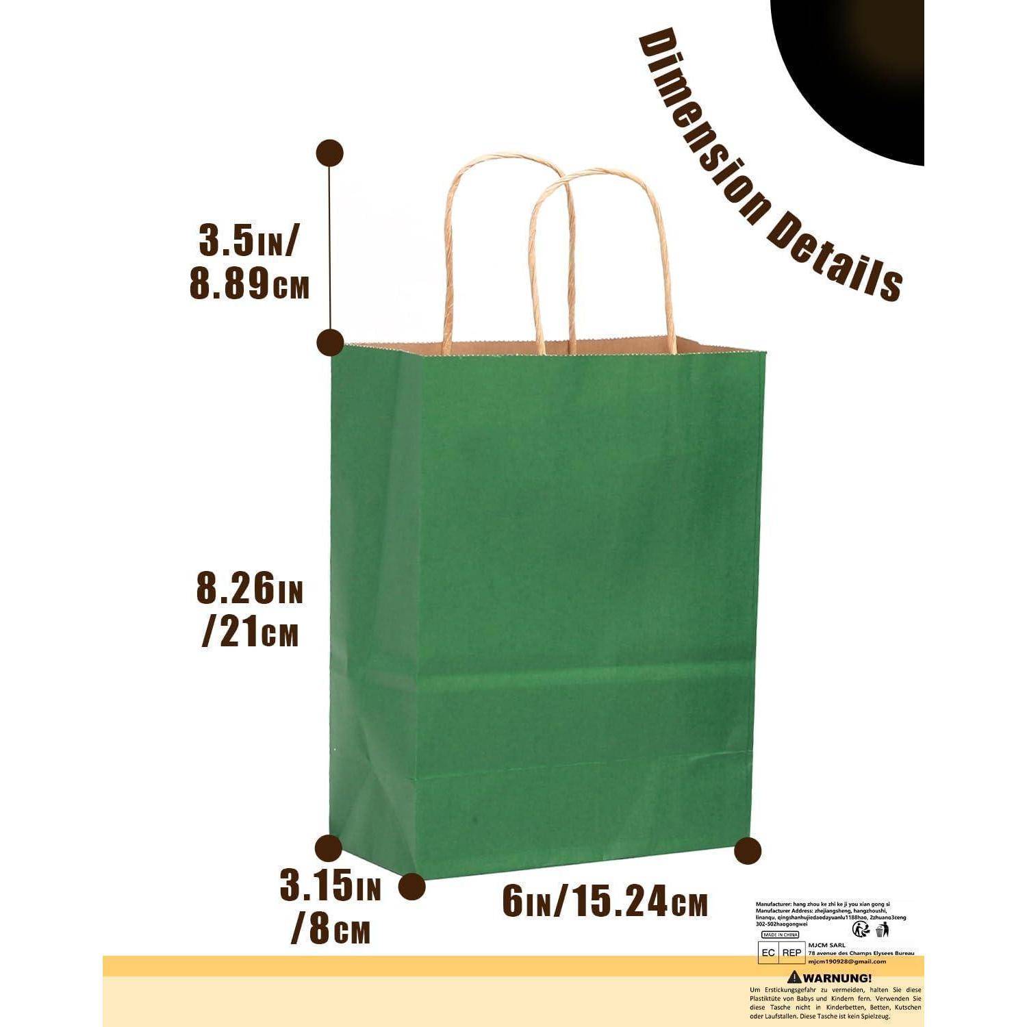 Kraft Taschen Griffe 21x15x8cm Geschenk B Tiefgrün 32 Stück 32er Pack