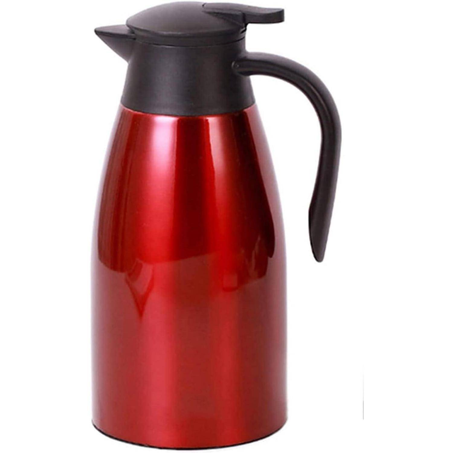 Thermoskanne 2L Edelstahl Vakuum Verschluss QuickTip Rot