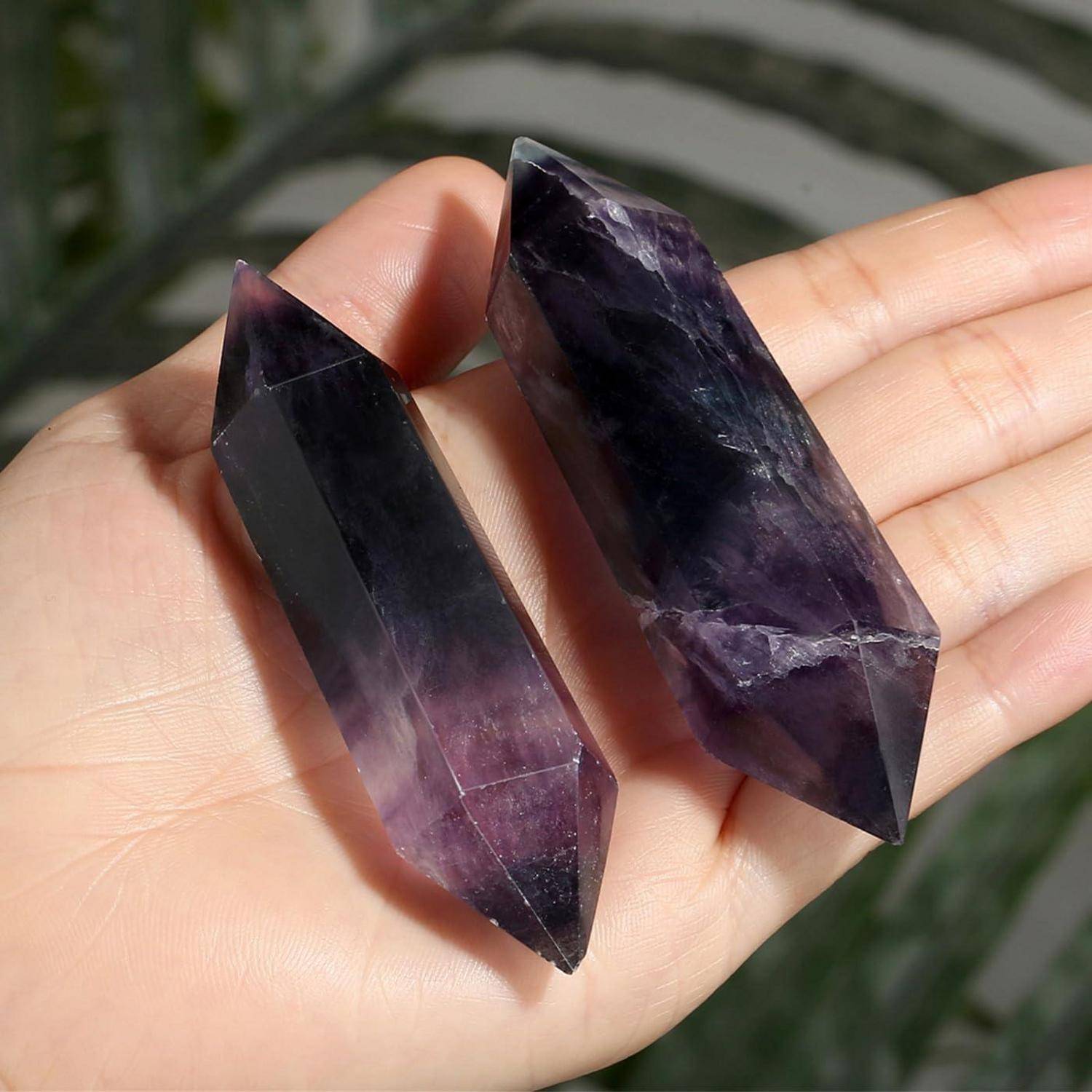 Fluorit Kristall Turm Edelstein Reiki 8-9cm Doppelspitzige 2-fluorit