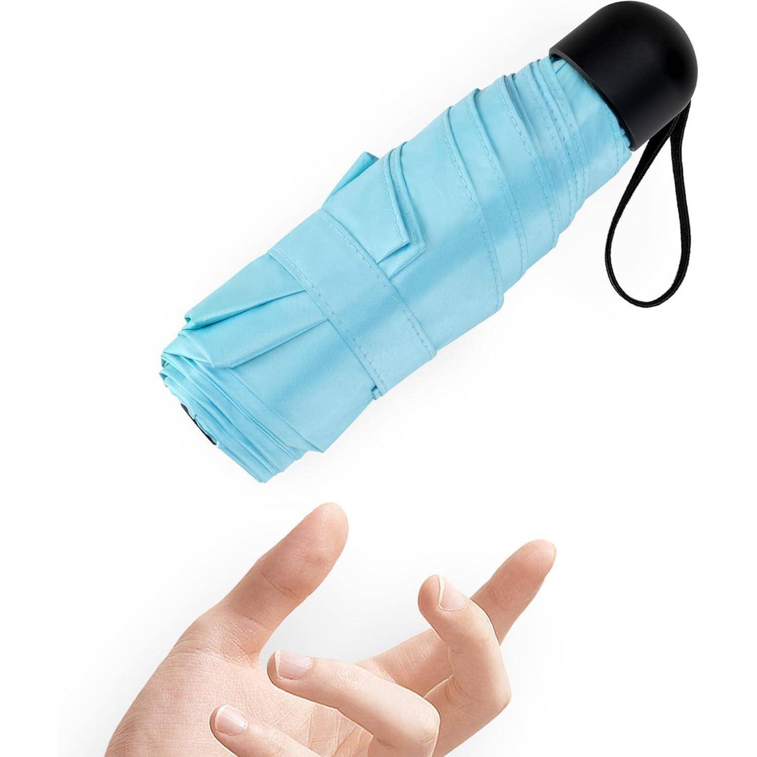 Mini Regenschirm Taschenschirm 6 Rippen UV Schutz kompakt Leicht