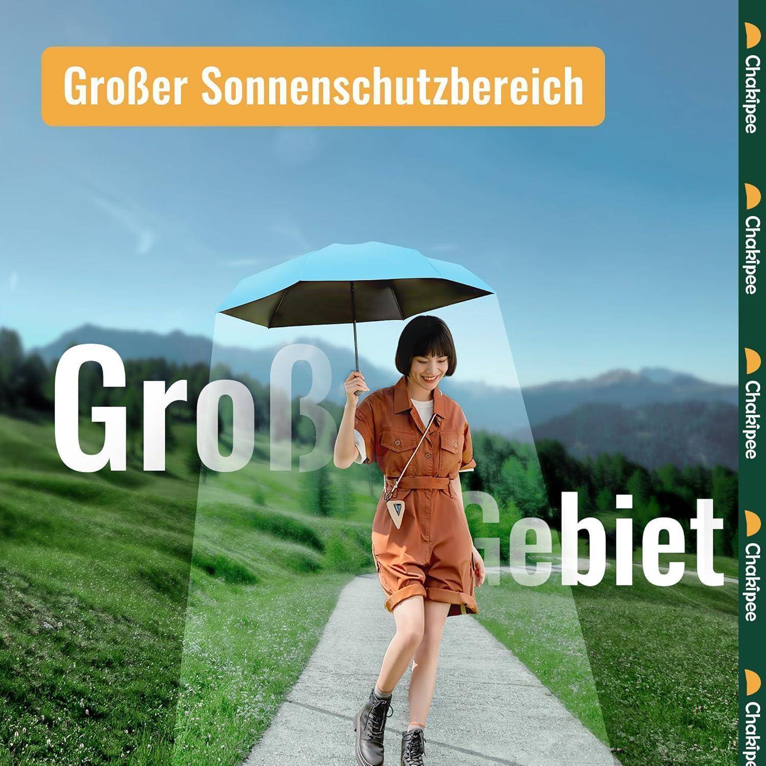 Mini Regenschirm Taschenschirm 6 Rippen UV Schutz kompakt Leicht