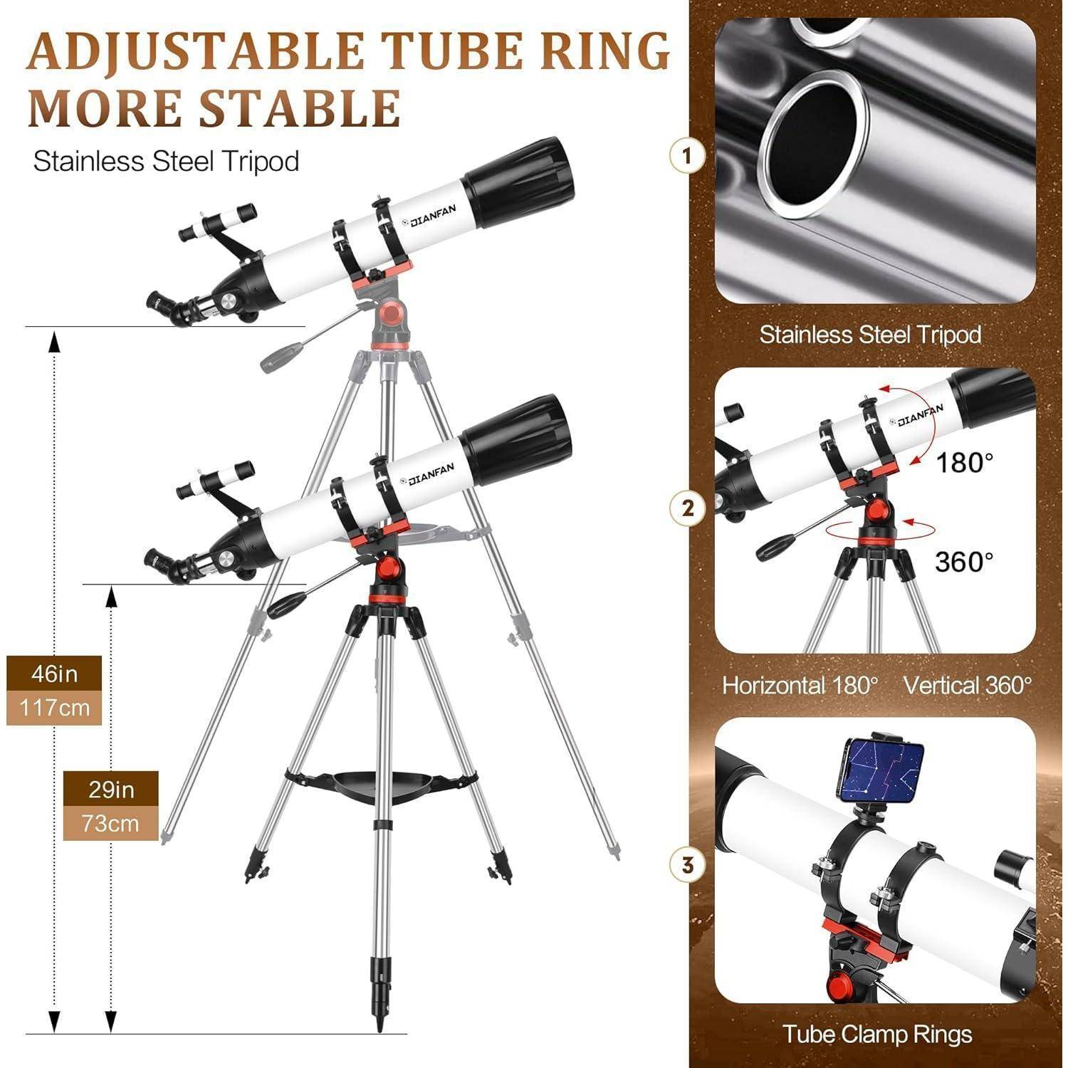 Teleskop Astronomie 90mm Öffnung 800 für Erwachsene und Kinder