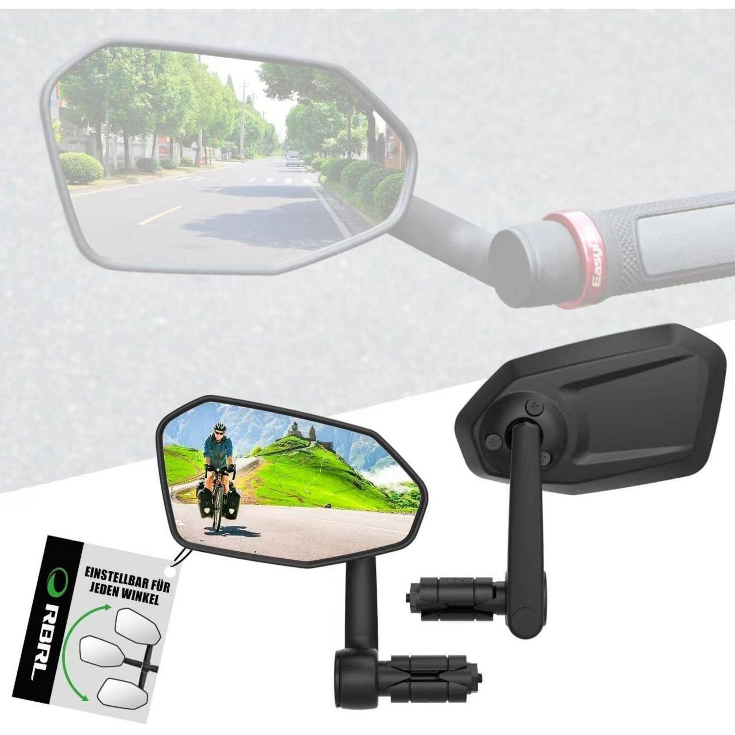 RBRL Fahrradspiegel übergroßer Rückspiegel 360° verstellbar für E-Bike