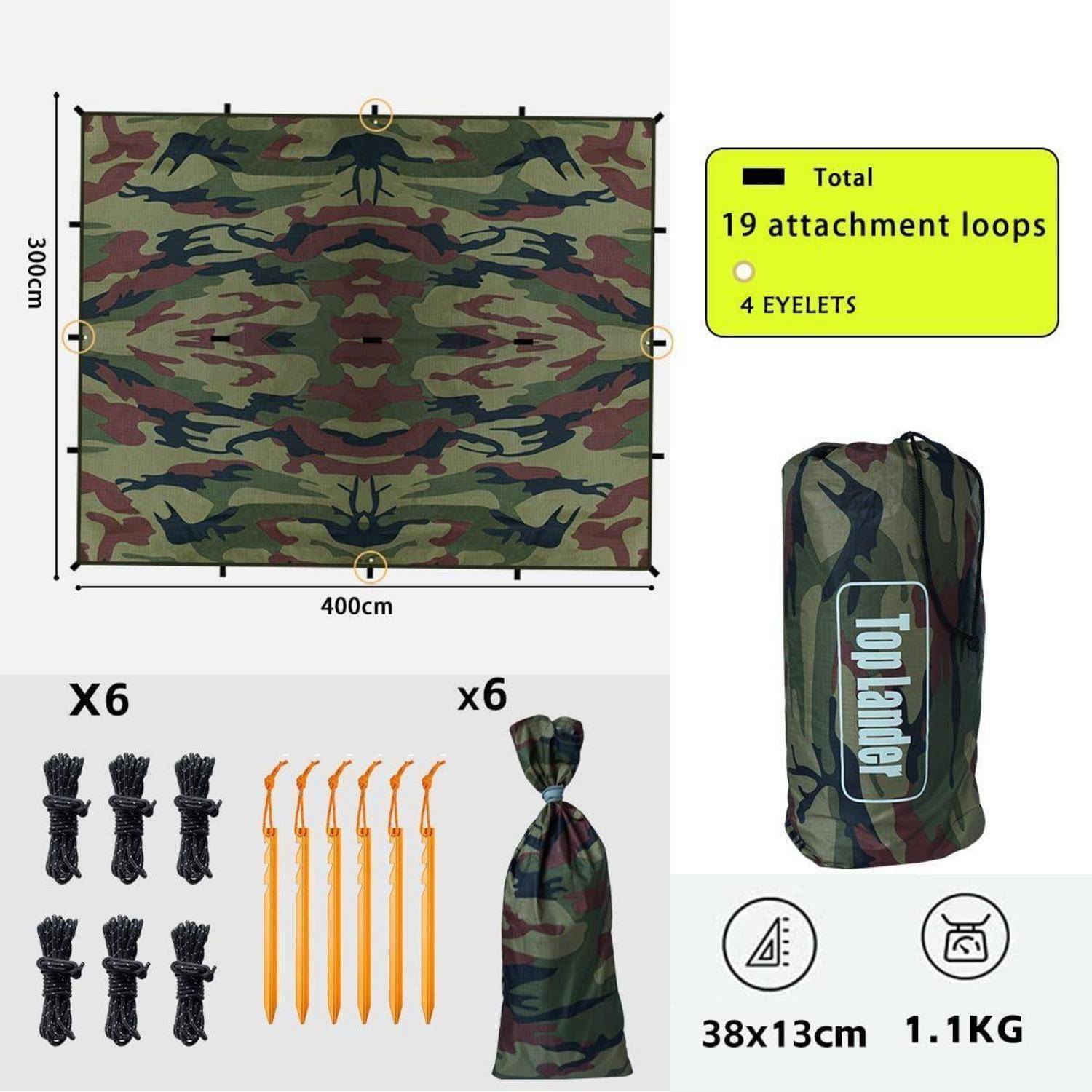 Ultraleicht 3x4 Tarp Zeltplane Wasserdicht Sonnensegel für Outdoor