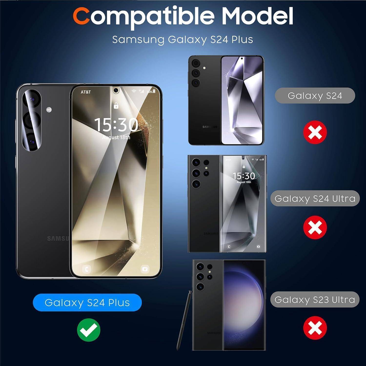 Panzer Schutzglas Samsung Galaxy S24 Plus Schablone 2 Stück 9H