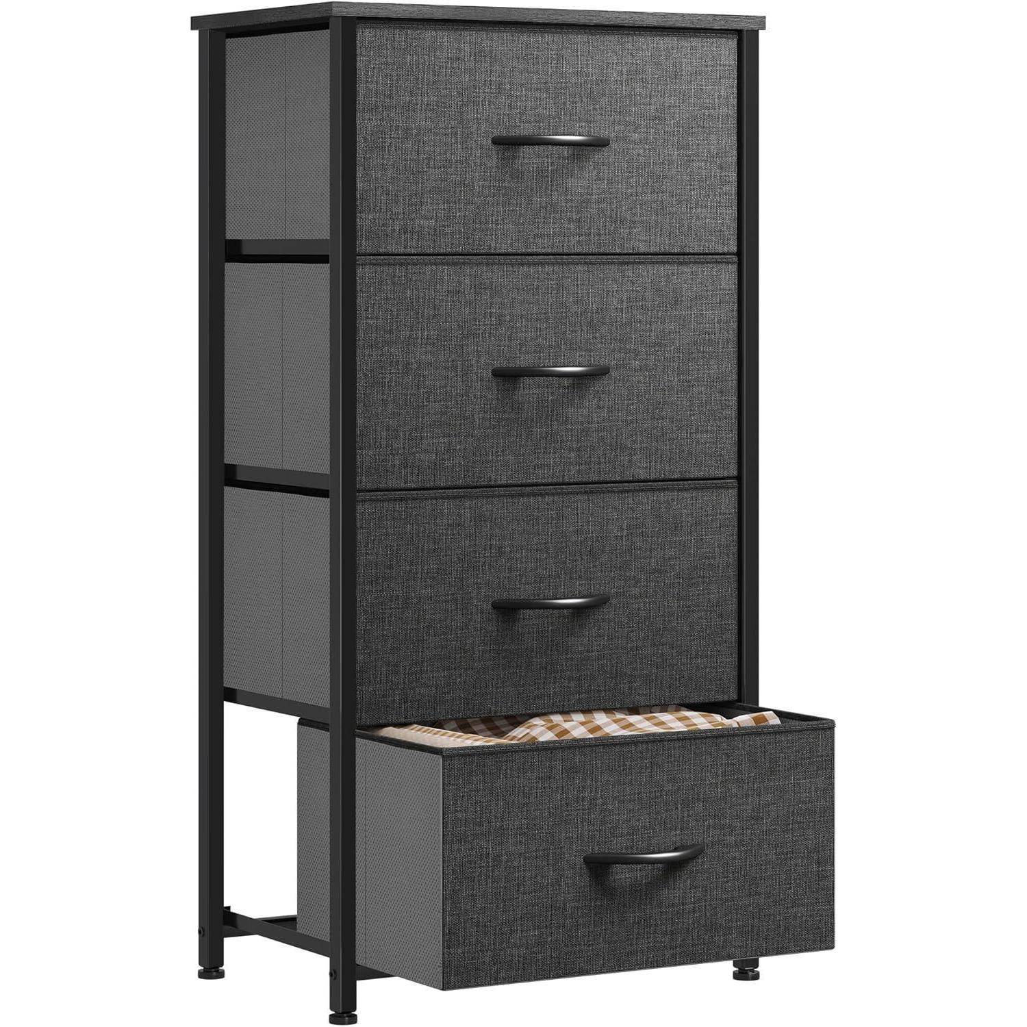 Schwarze Schubladenschrank 4 Fächer Stoff Vintage Design