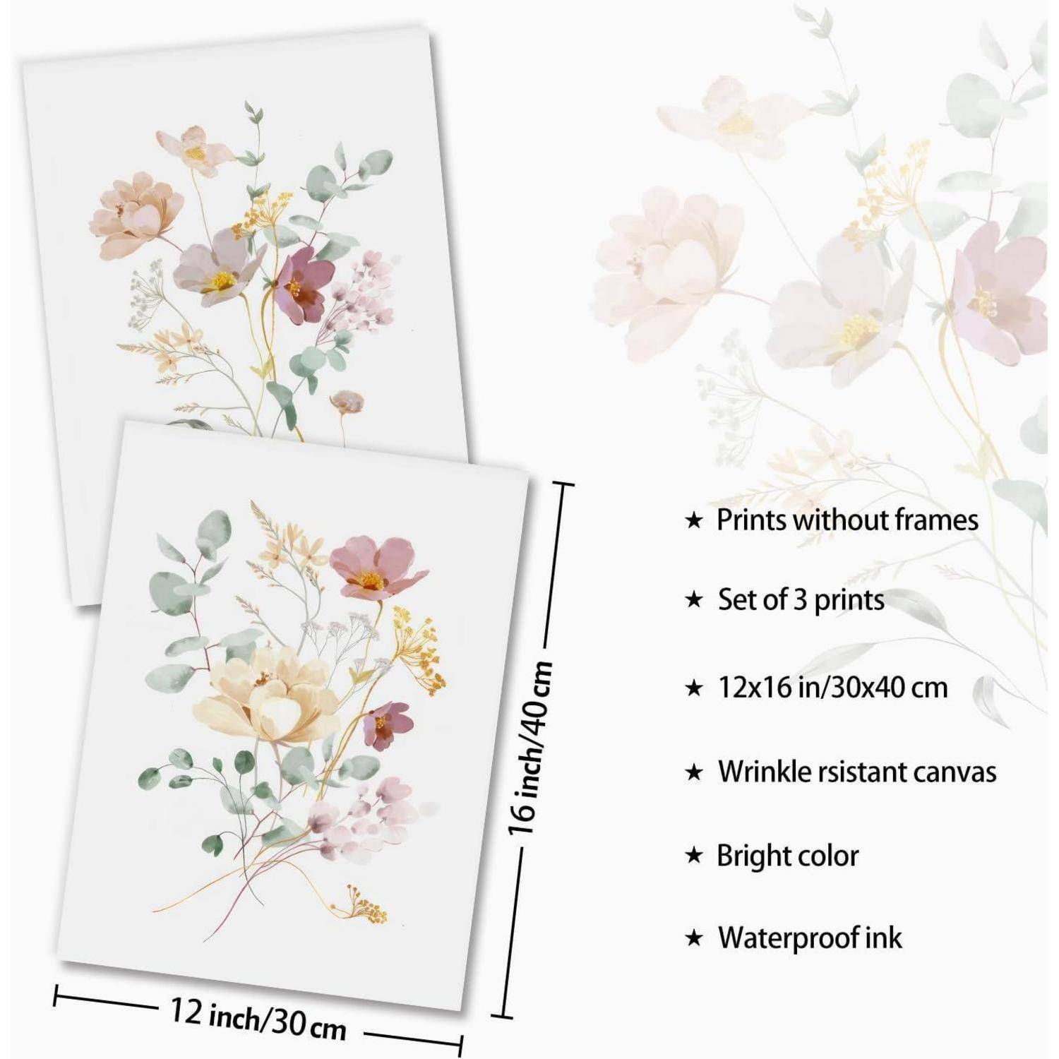 Aquarell Blumen Leinwand Bilder Set Wohnzimmer Schlafzimmer Deko