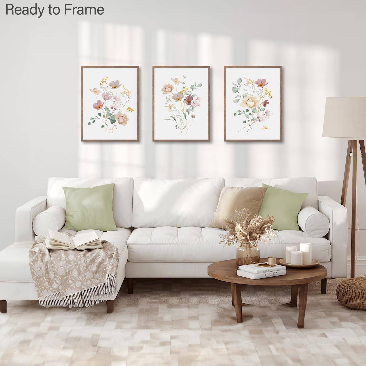 Aquarell Blumen Leinwand Bilder Set Wohnzimmer Schlafzimmer Deko