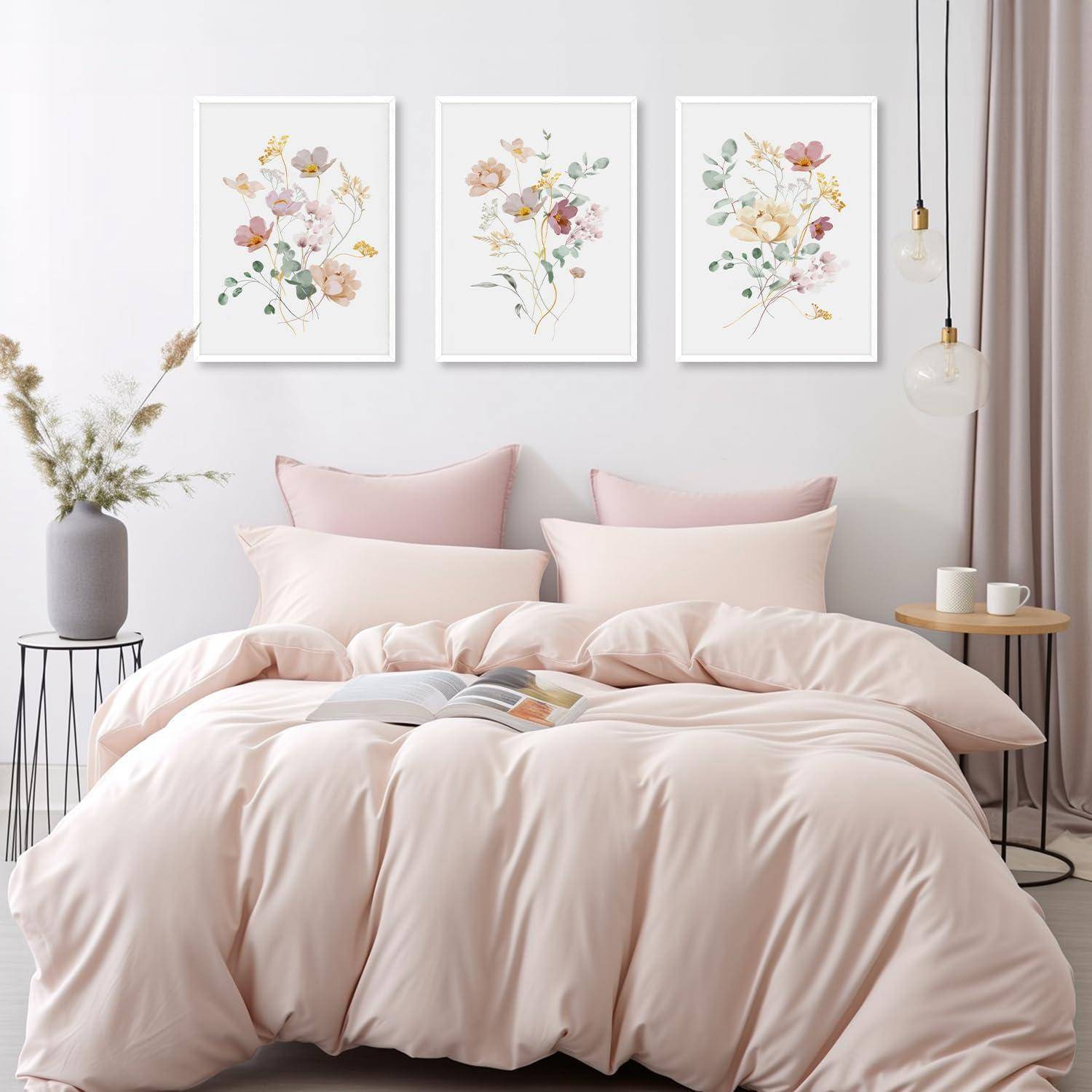 Aquarell Blumen Leinwand Bilder Set Wohnzimmer Schlafzimmer Deko