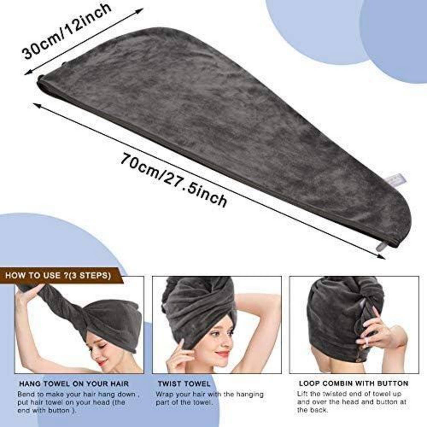 Haarturban XL Mikrofaser saugfähig schnelltrocknend Haarhandtuch