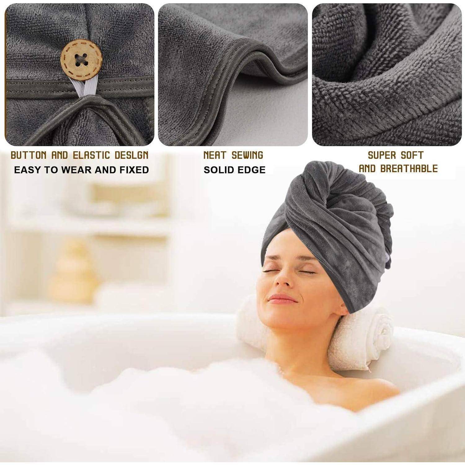 Haarturban XL Mikrofaser saugfähig schnelltrocknend Haarhandtuch