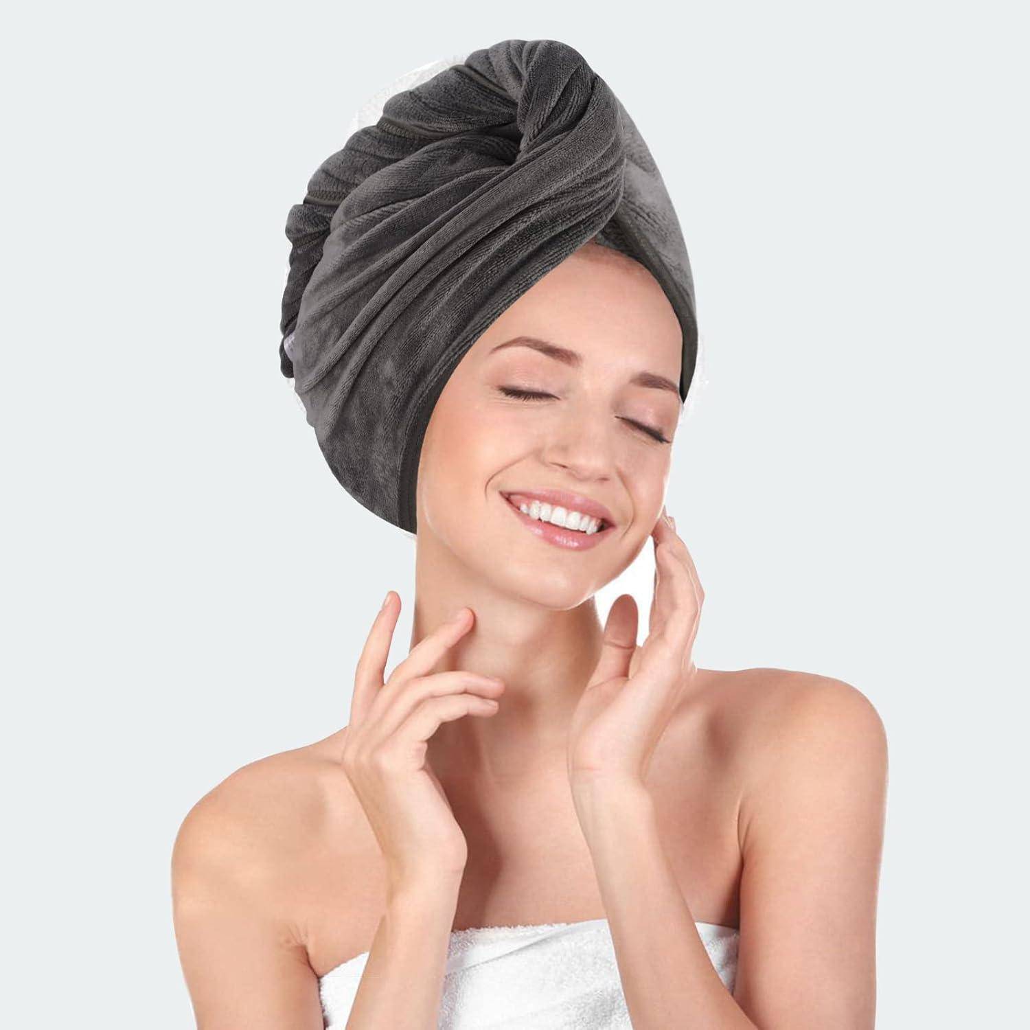 Haarturban XL Mikrofaser saugfähig schnelltrocknend Haarhandtuch