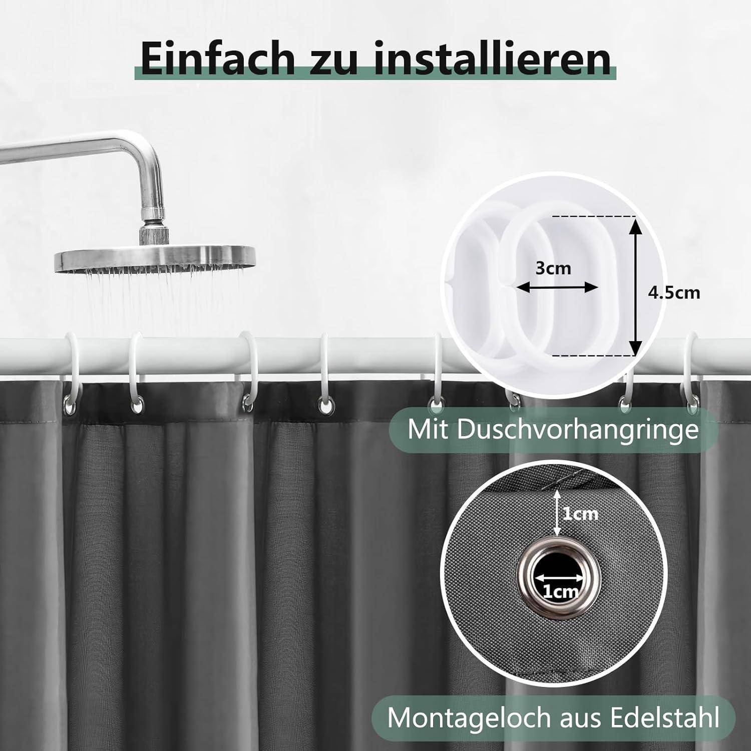 Duschvorhang 180x220 Anti-schimmel PVC Textil Wasserabweisend
