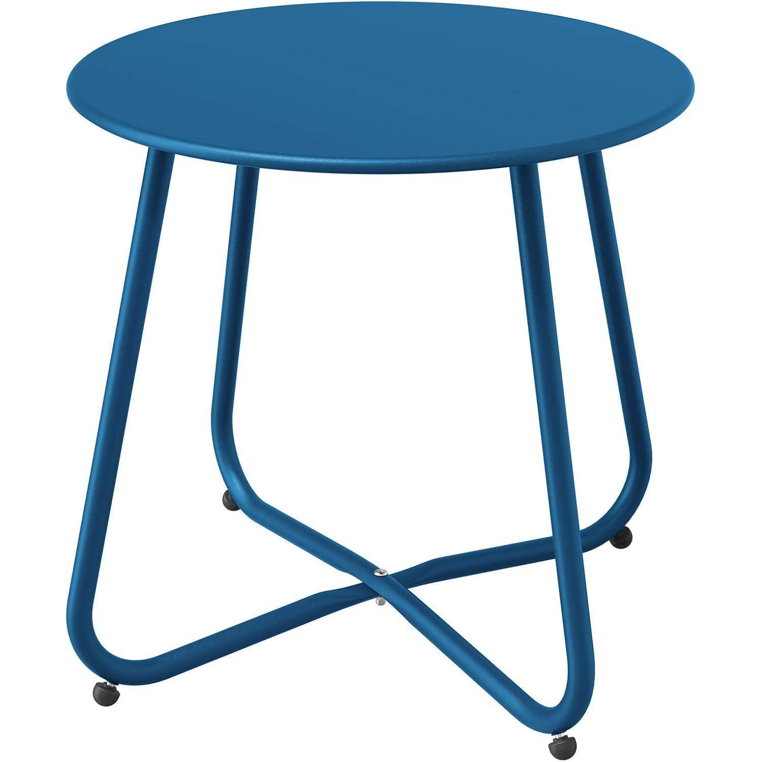 Runder Beistelltisch Garten Outdoor Stabil Leicht Pfauenblau