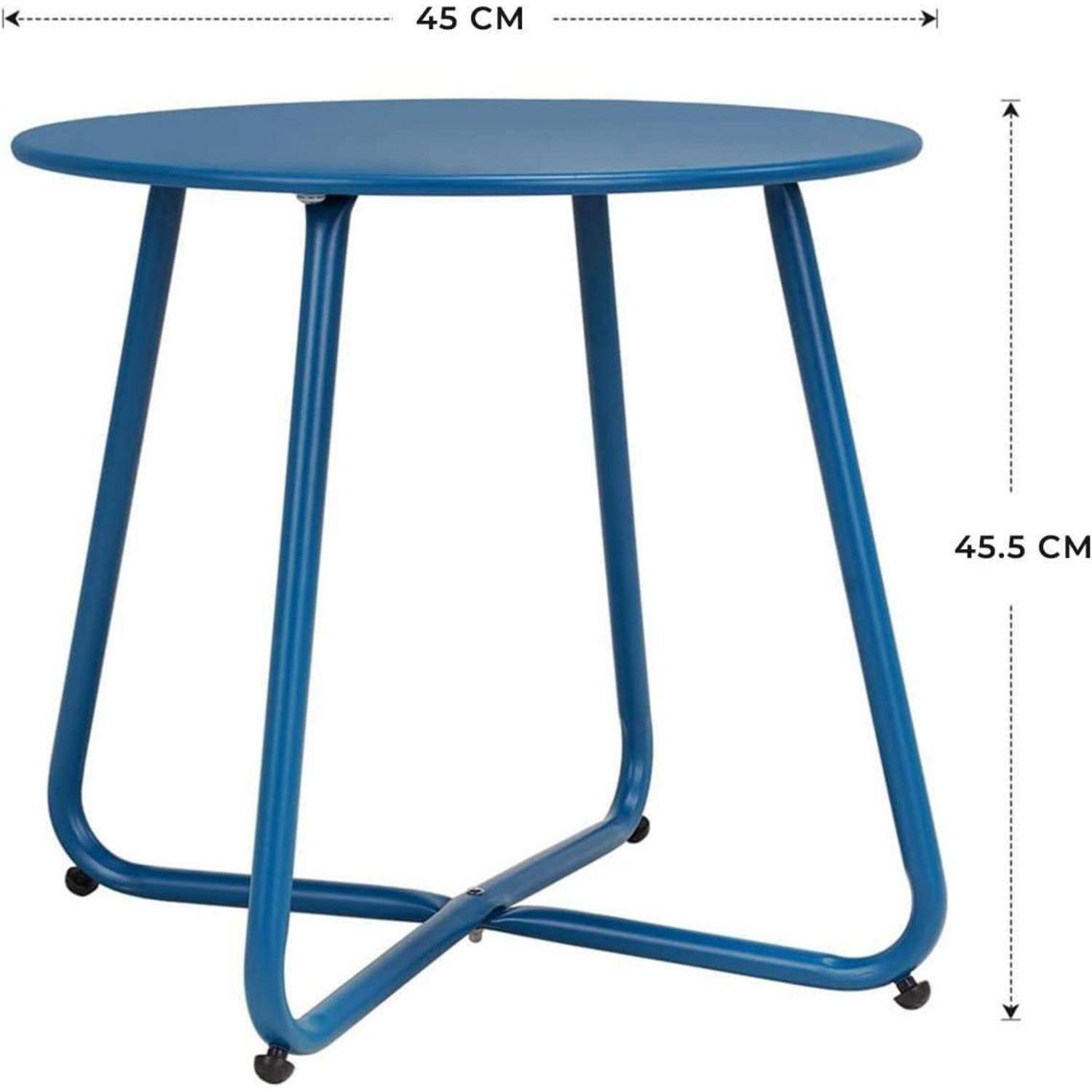 Runder Beistelltisch Garten Outdoor Stabil Leicht Pfauenblau