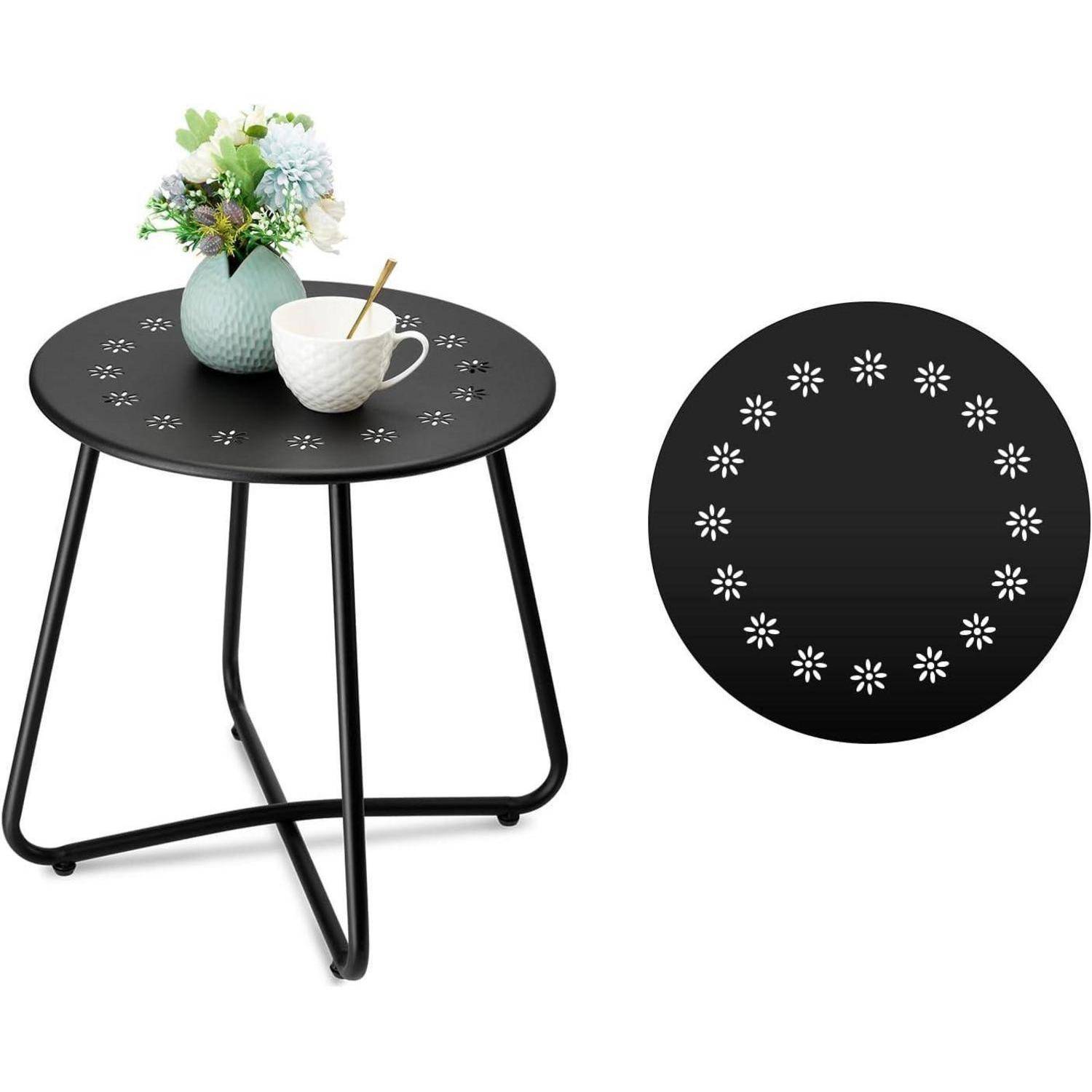 Outdoor Beistelltisch mit Blumenausschnitt Stahl Patio Tisch