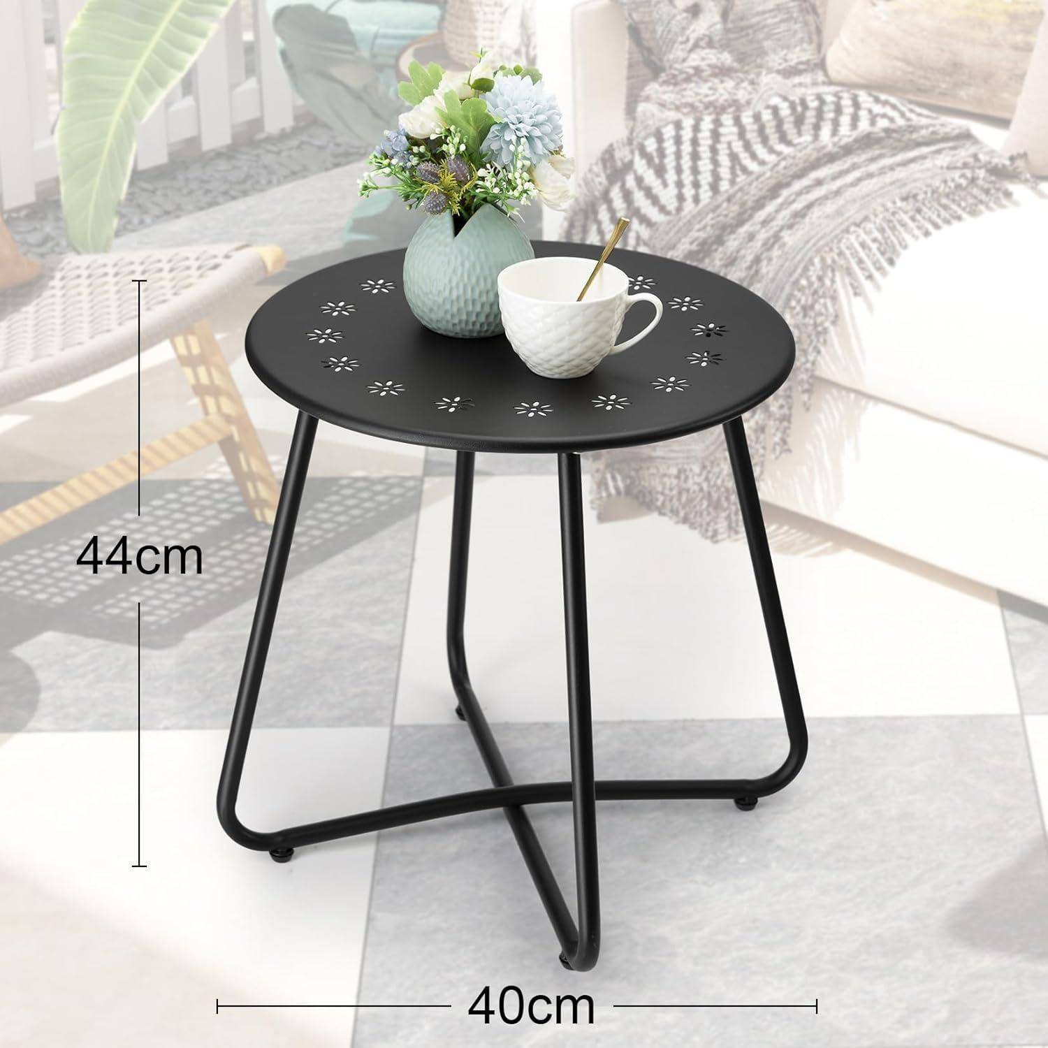 Outdoor Beistelltisch mit Blumenausschnitt Stahl Patio Tisch