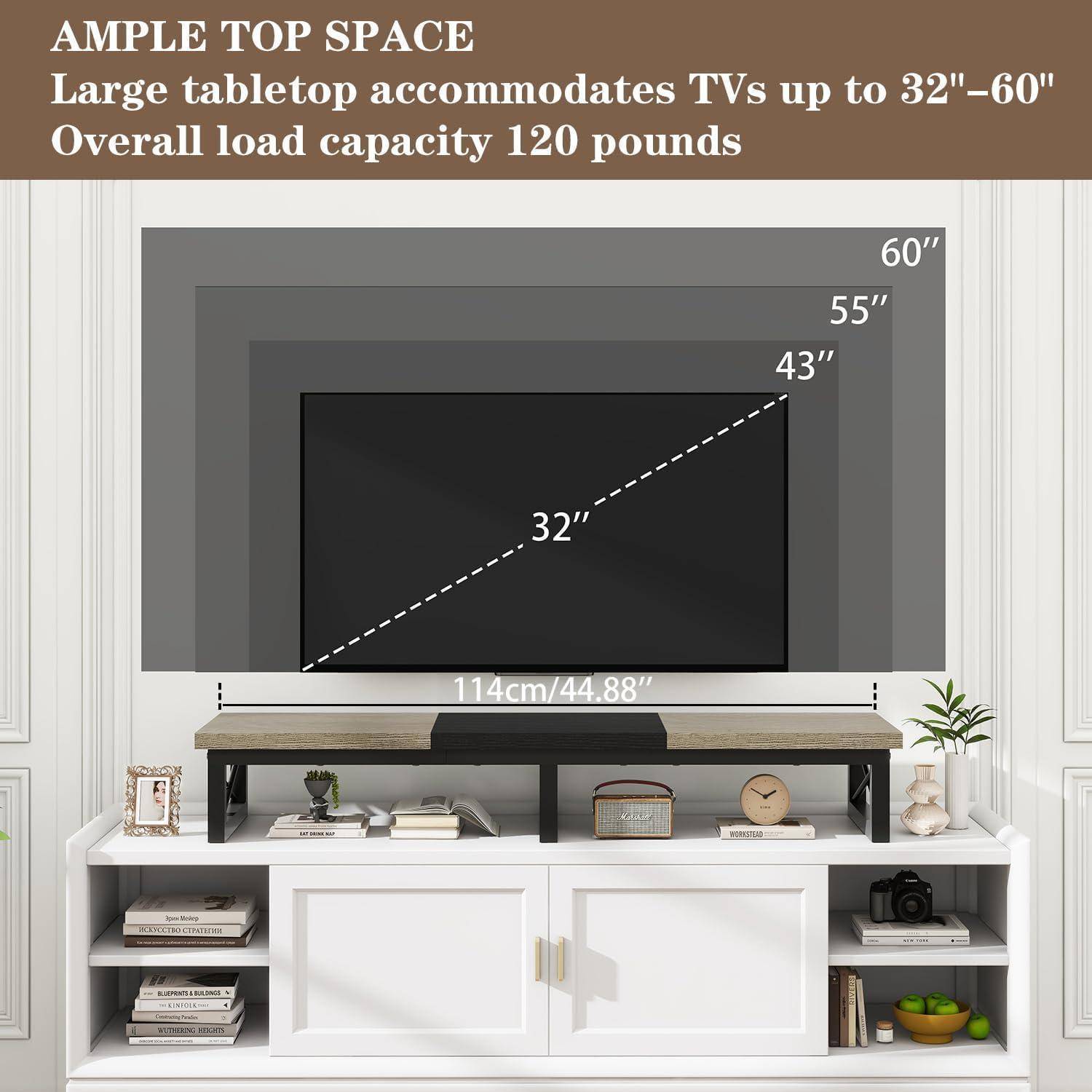 TV-Schrank Tisch 114 cm Lagerung TV-Ständer bis 60 Zoll Wohnzimmer