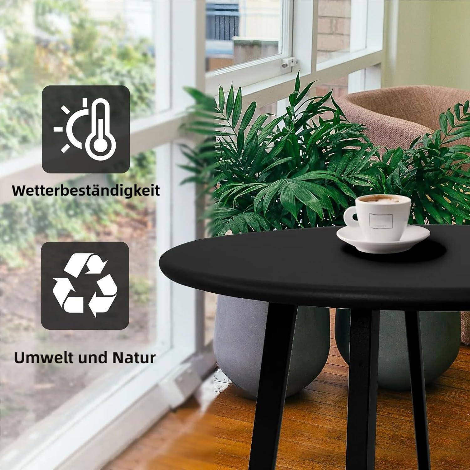 Wetterfester Outdoor Beistelltisch Metall Stahl Schwarz