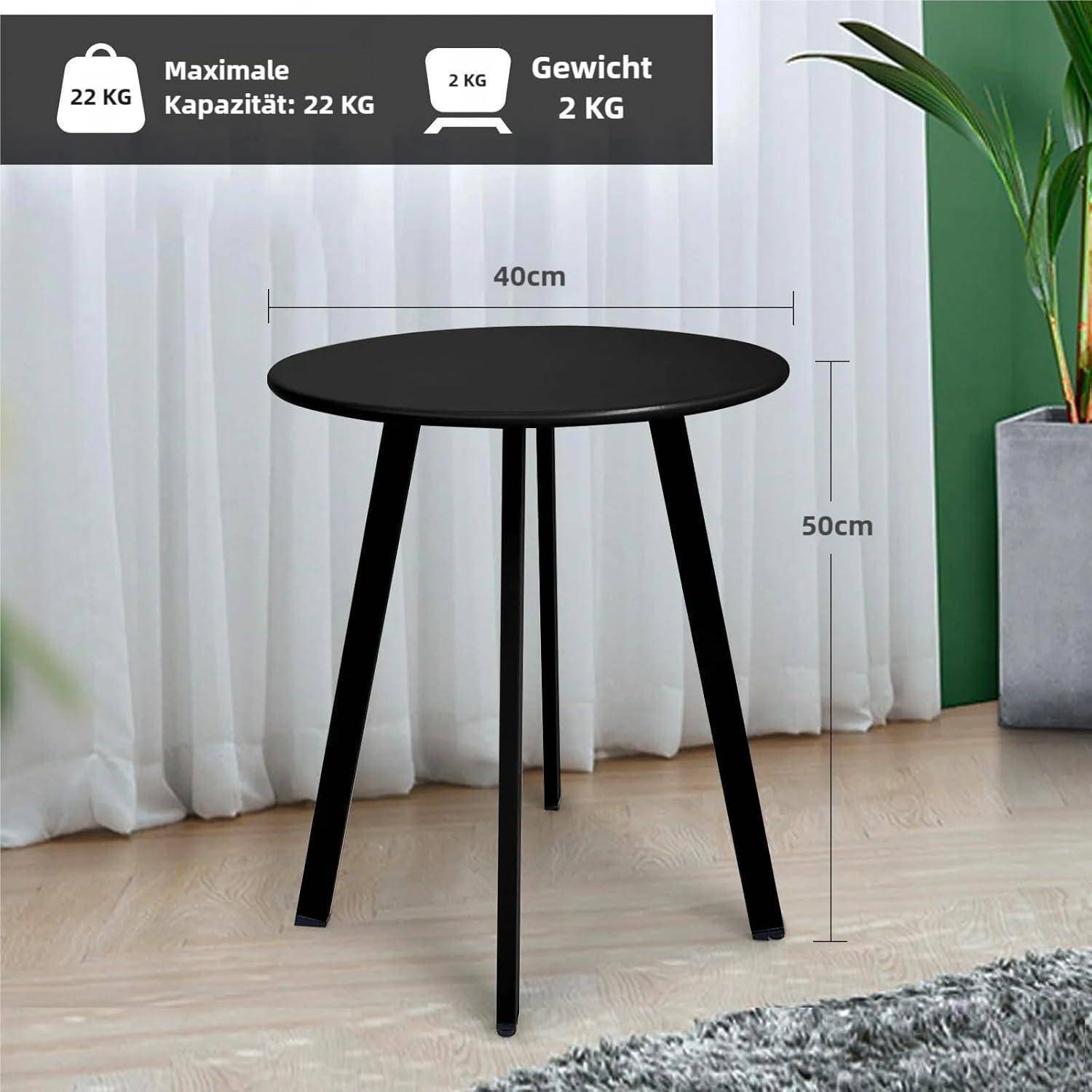 Wetterfester Outdoor Beistelltisch Metall Stahl Schwarz