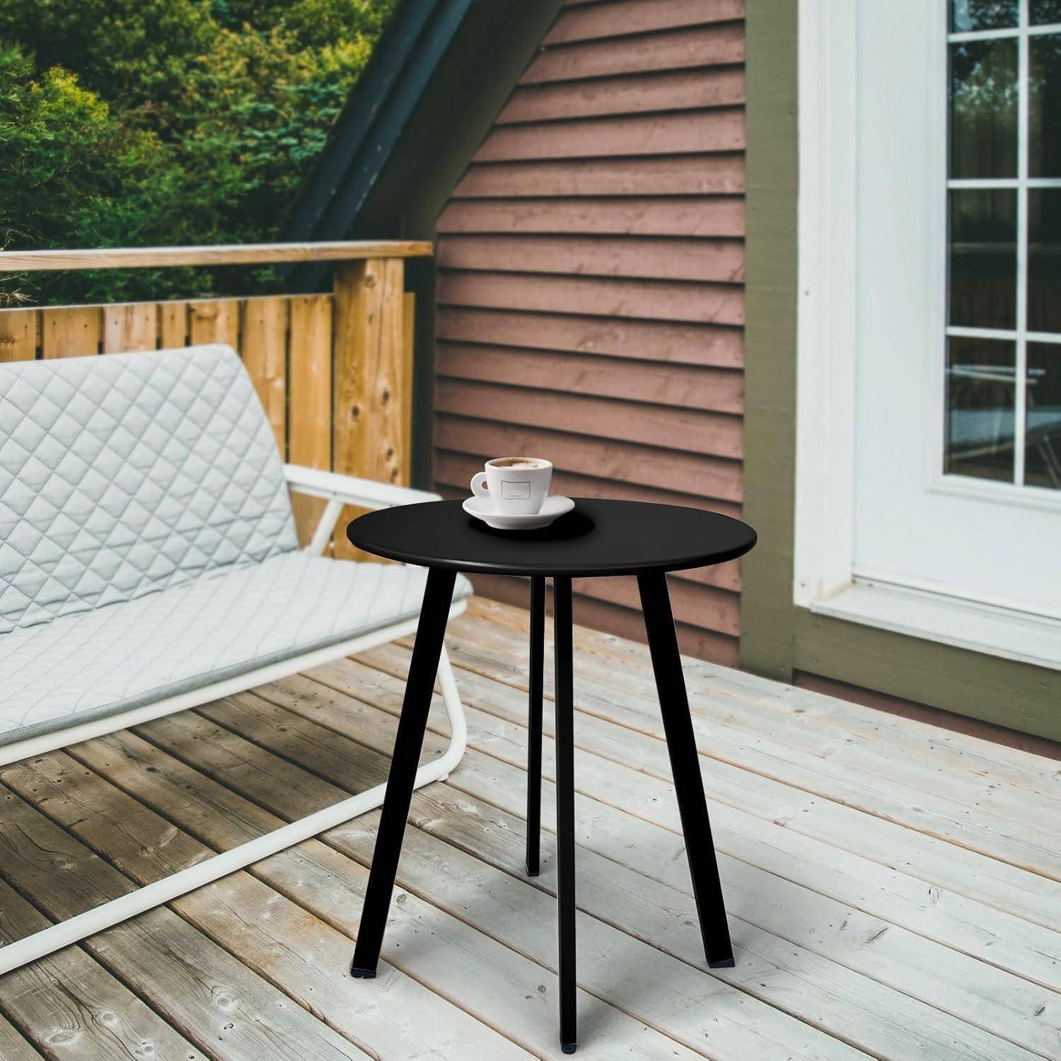 Wetterfester Outdoor Beistelltisch Metall Stahl Schwarz