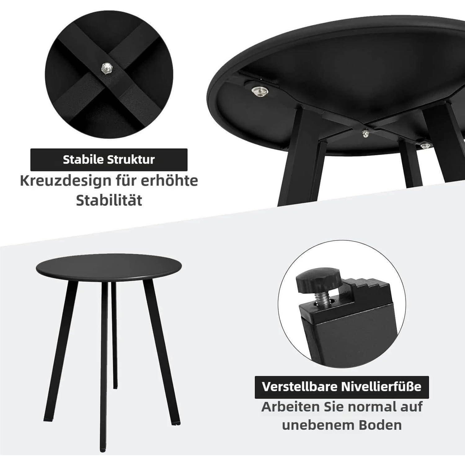 Wetterfester Outdoor Beistelltisch Metall Stahl Schwarz