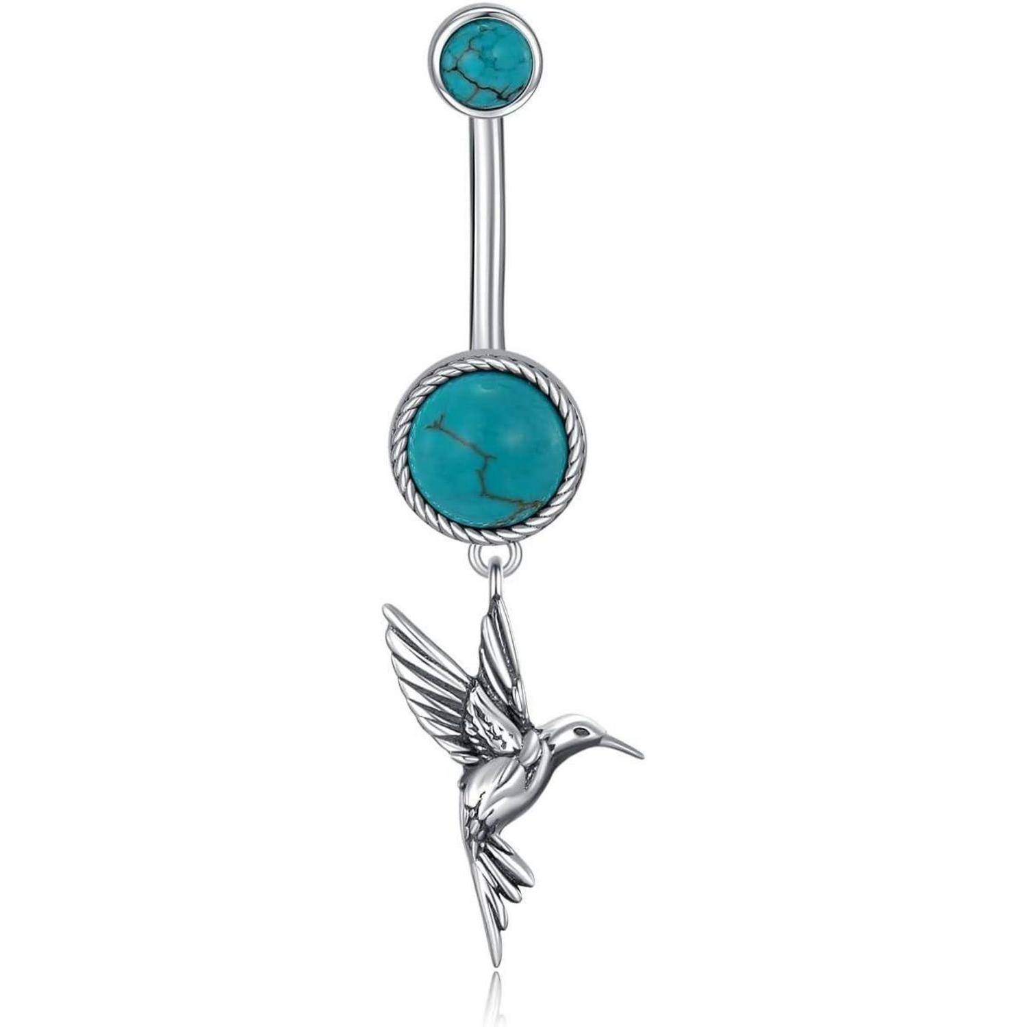 Kolibri Bauchnabelring 925er Sterlingsilber Türkis Strandschmuck