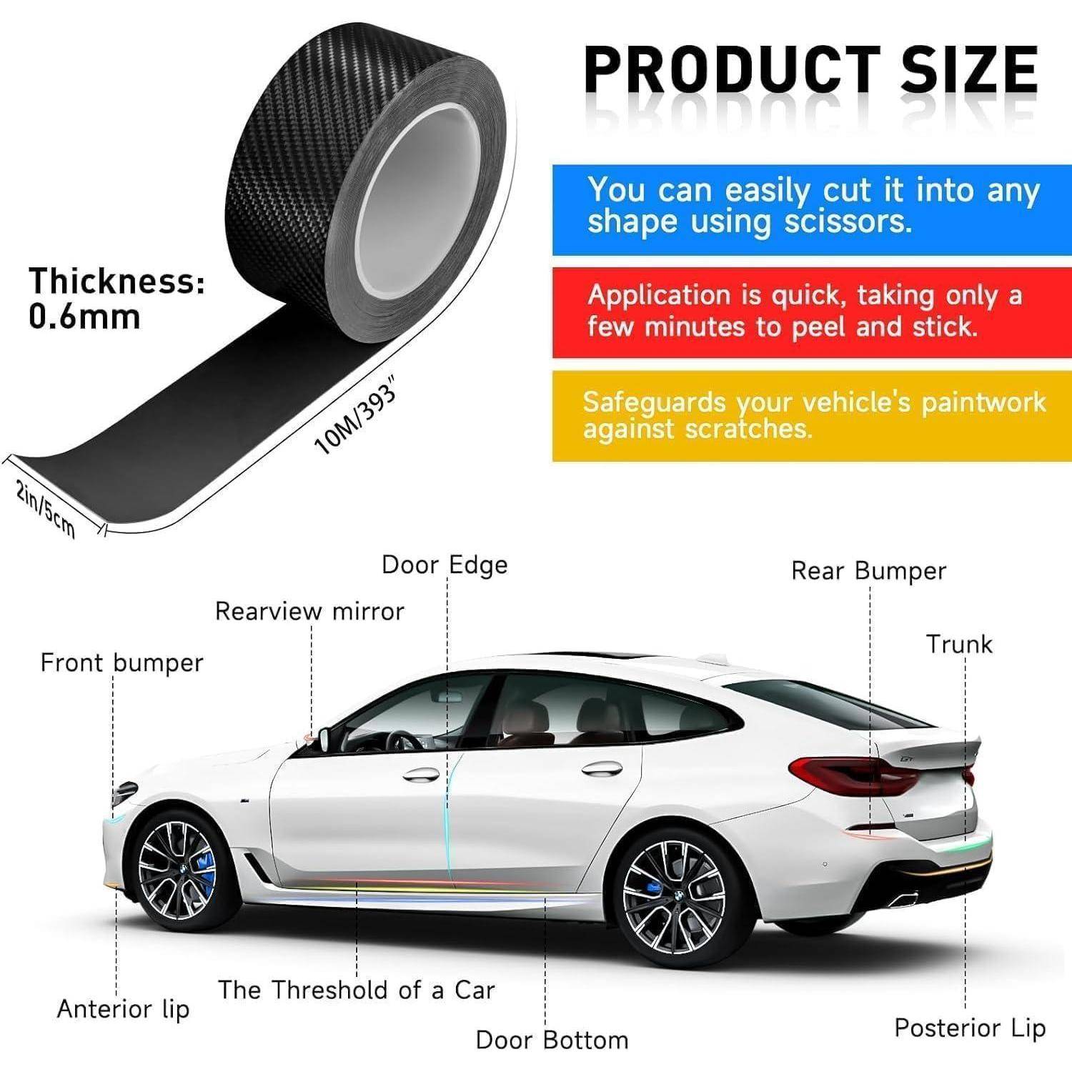 Einstiegsleisten Auto Schutz Carbon Aufkleber 5CM x 10M（2 Stück）