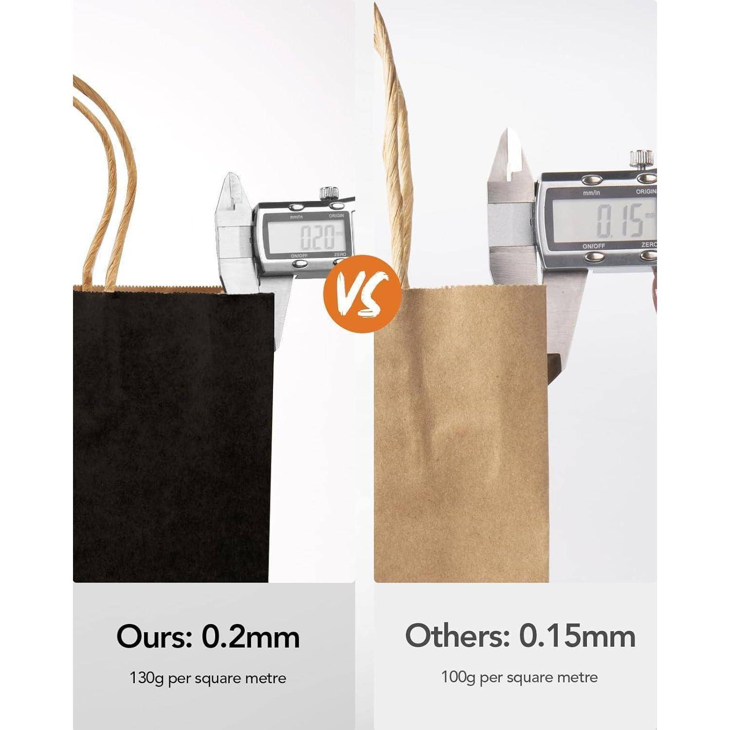 Papiertüten Kraftpapier Henkel 21x15x8cm 40er Schwarz-21x15x8cm-40pcs