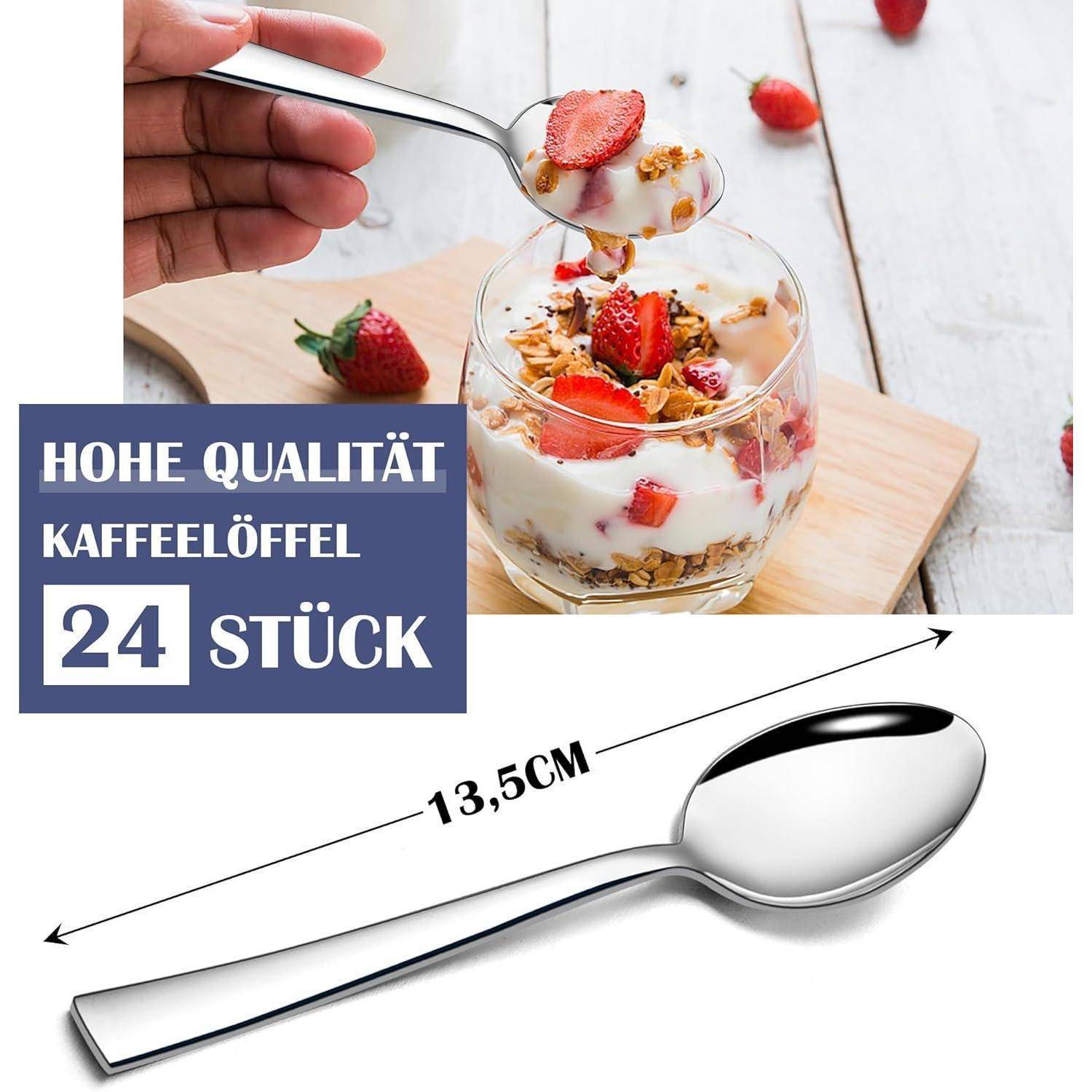 Teelöffel 24 Edelstahl Kaffeelöffel Quadratischer Griff 24
