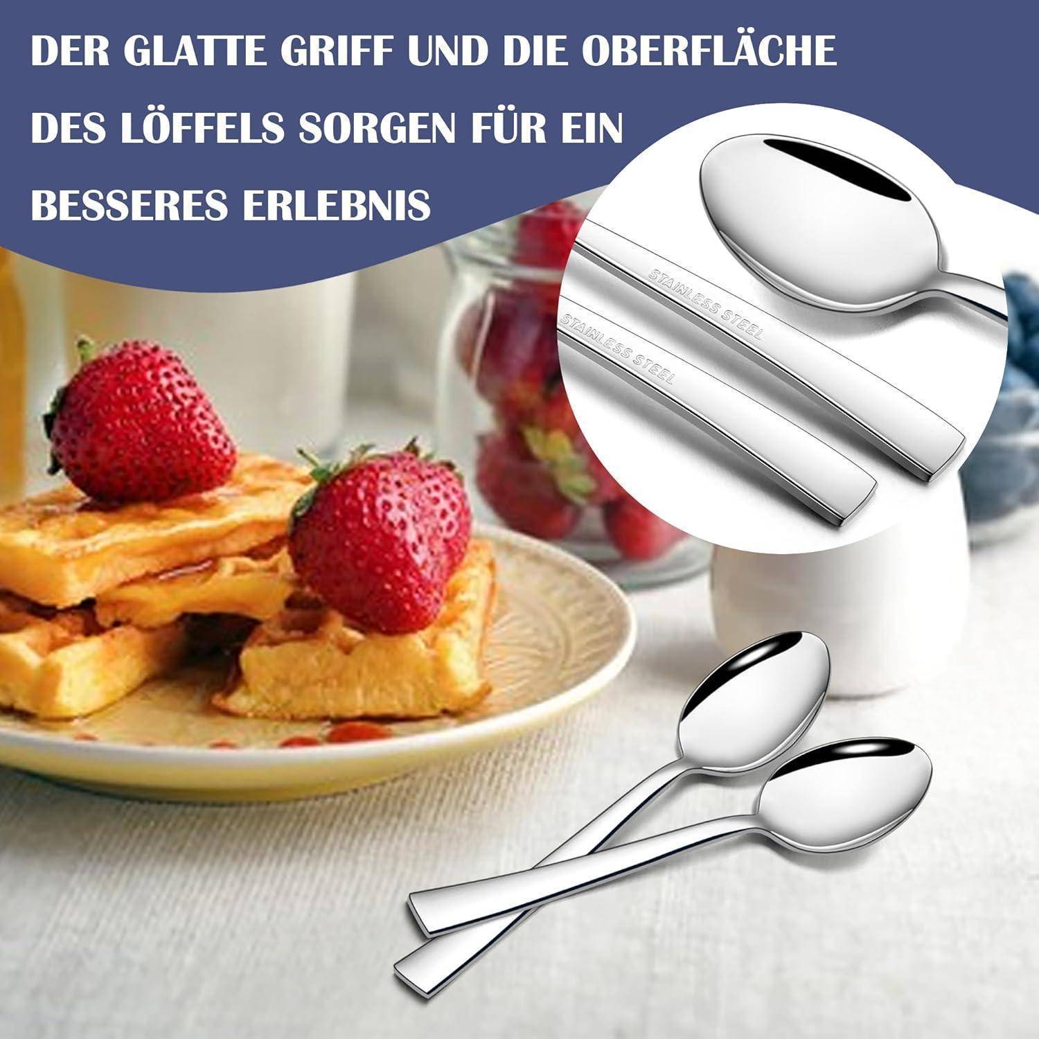 Teelöffel 24 Edelstahl Kaffeelöffel Quadratischer Griff 24
