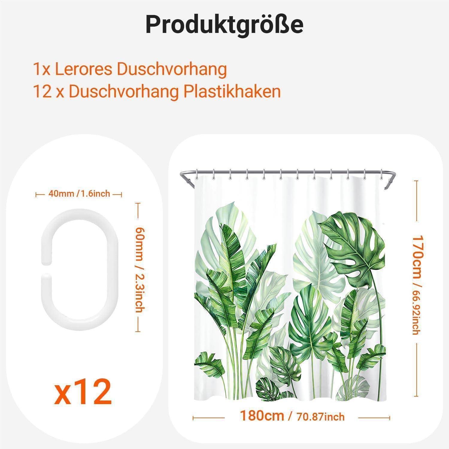 Duschvorhang 180x170cm Schildkrötenbambus H170 x B180 cm (1er Pack)