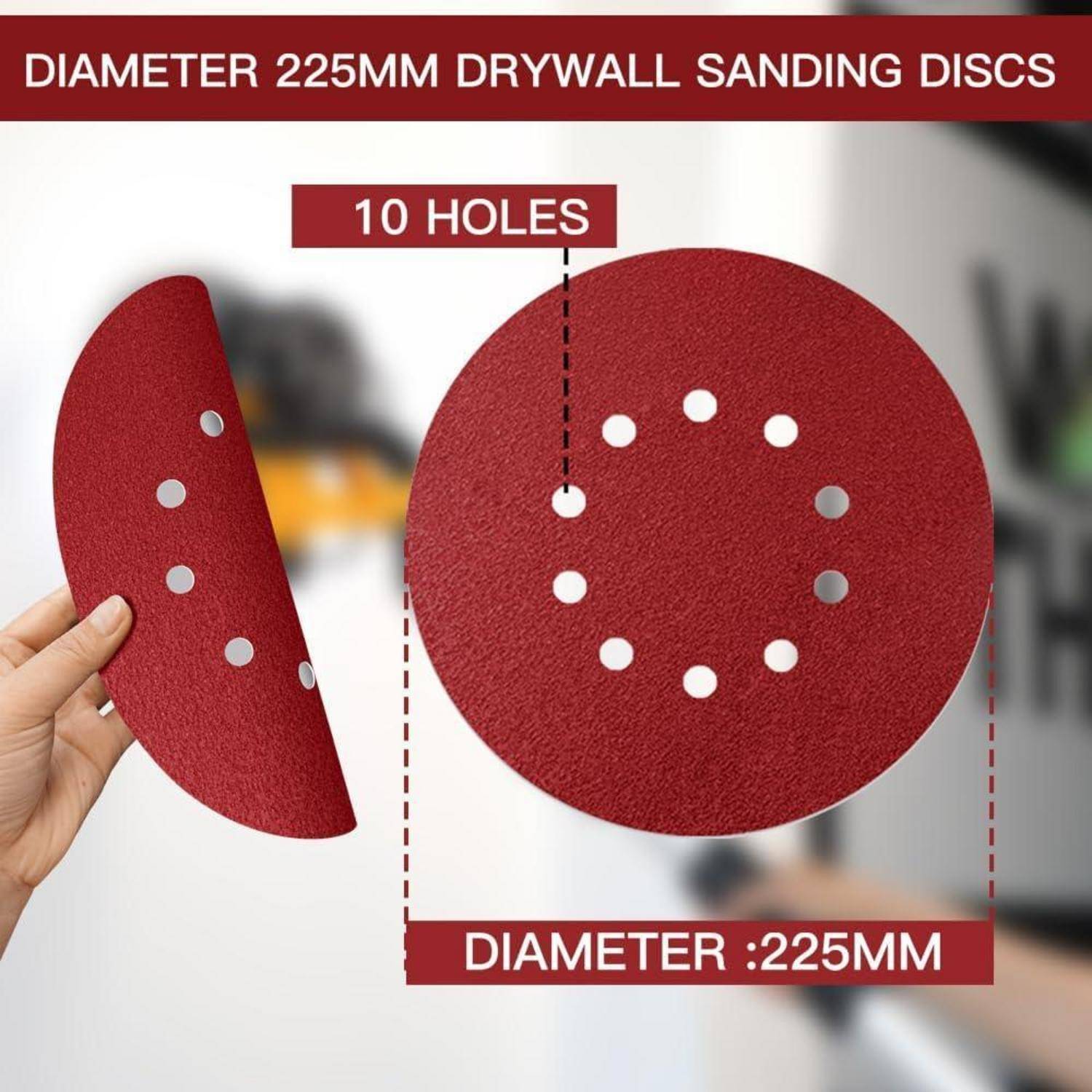 Schleifscheiben 225 mm 10 Loch Klett 25 Stück P60/80/120/150/180