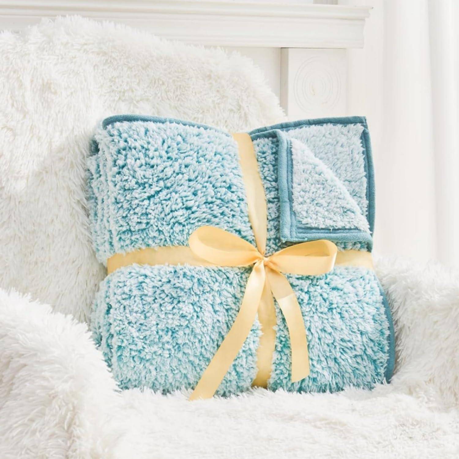 Kuscheldecke Sherpa Doppelgesicht 228x228cm 230 x 230cm 09-türkisblau