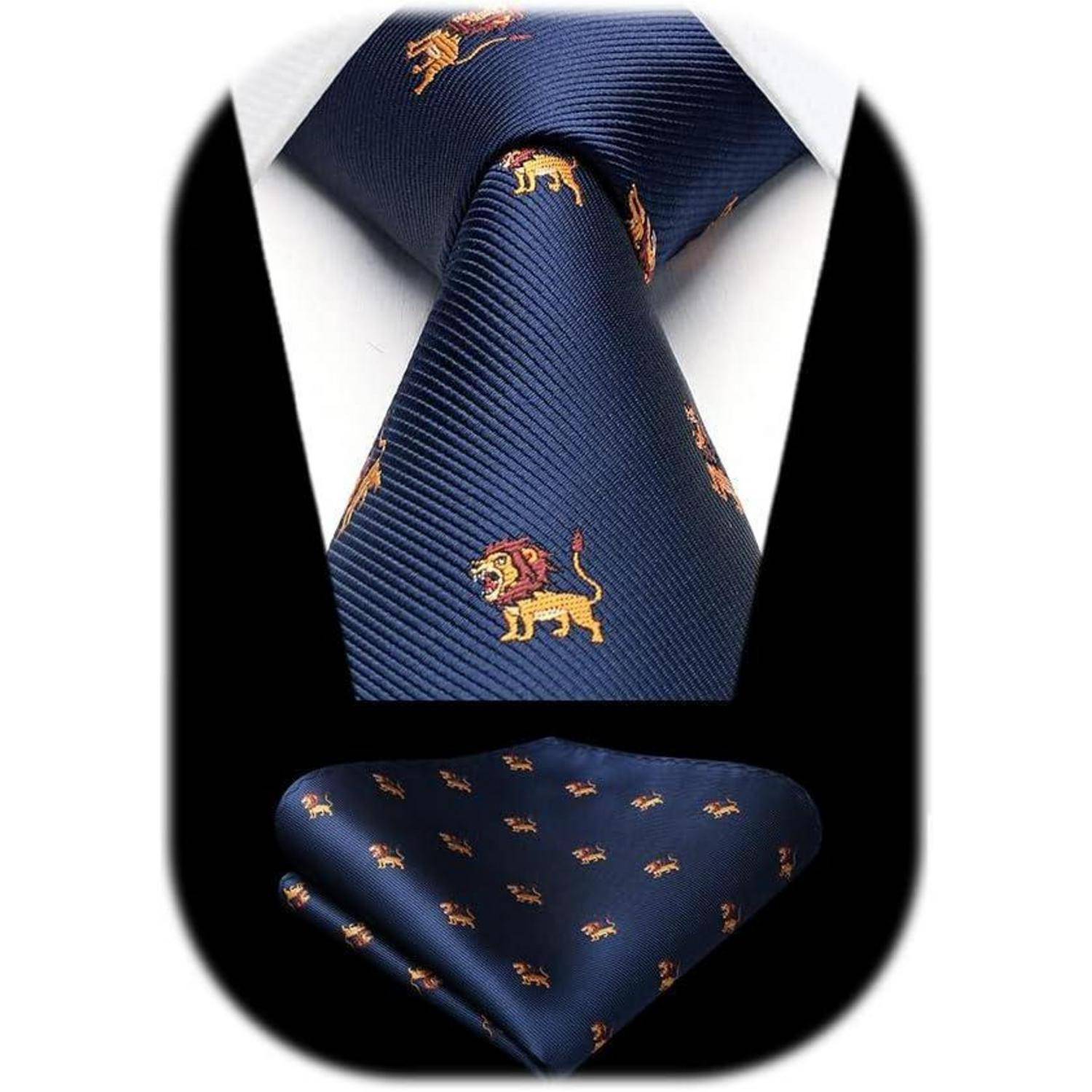 Krawatte Herren Hochzeit Tiermuster Navy Blau 4 Einheitsgröße