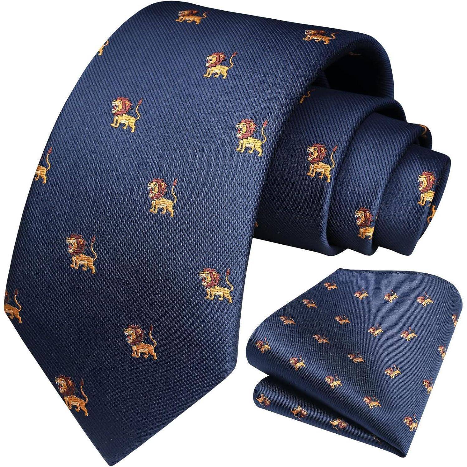 Krawatte Herren Hochzeit Tiermuster Navy Blau 4 Einheitsgröße