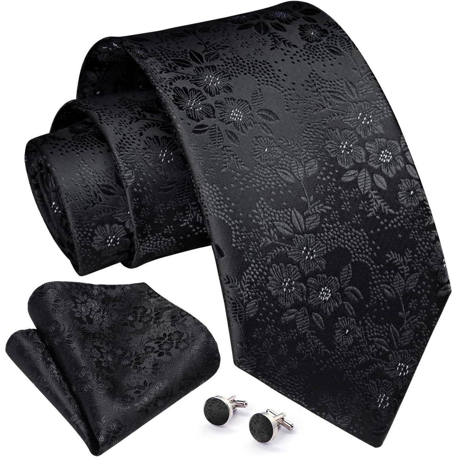 Krawatte Set Paisley Hochzeit Tiefes Schwarz Einheitsgröße