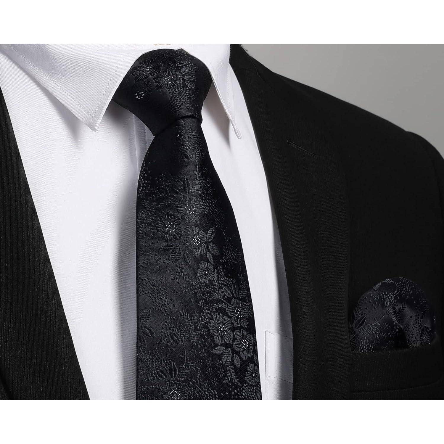 Krawatte Set Paisley Hochzeit Tiefes Schwarz Einheitsgröße