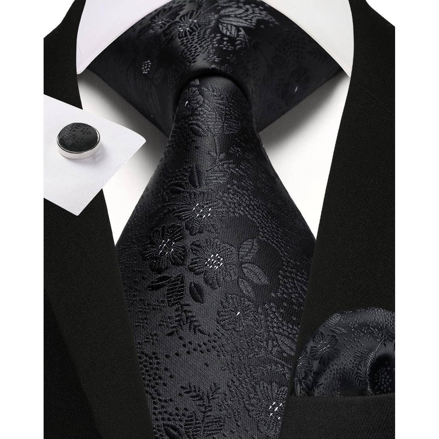 Krawatte Set Paisley Hochzeit Tiefes Schwarz Einheitsgröße