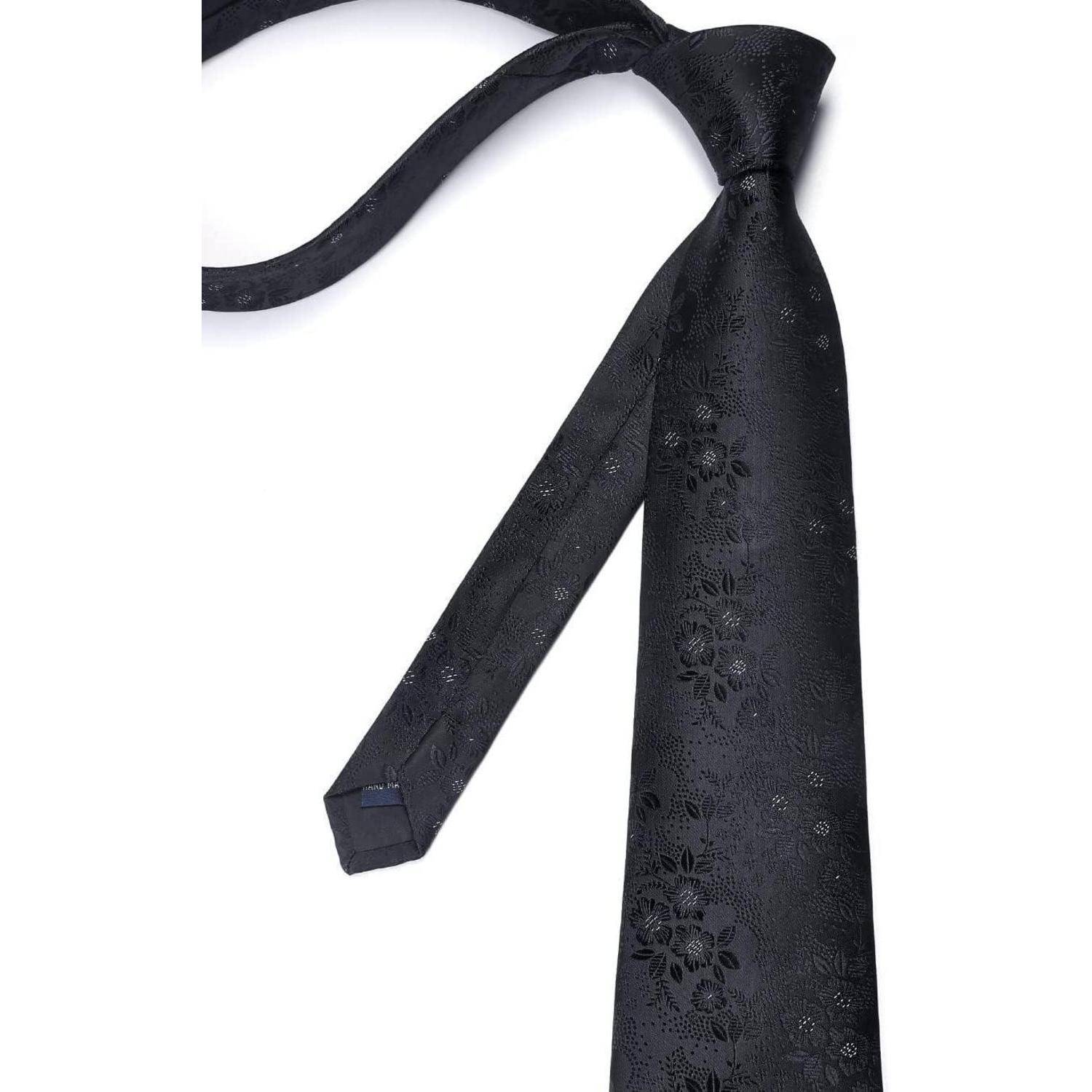 Krawatte Set Paisley Hochzeit Tiefes Schwarz Einheitsgröße