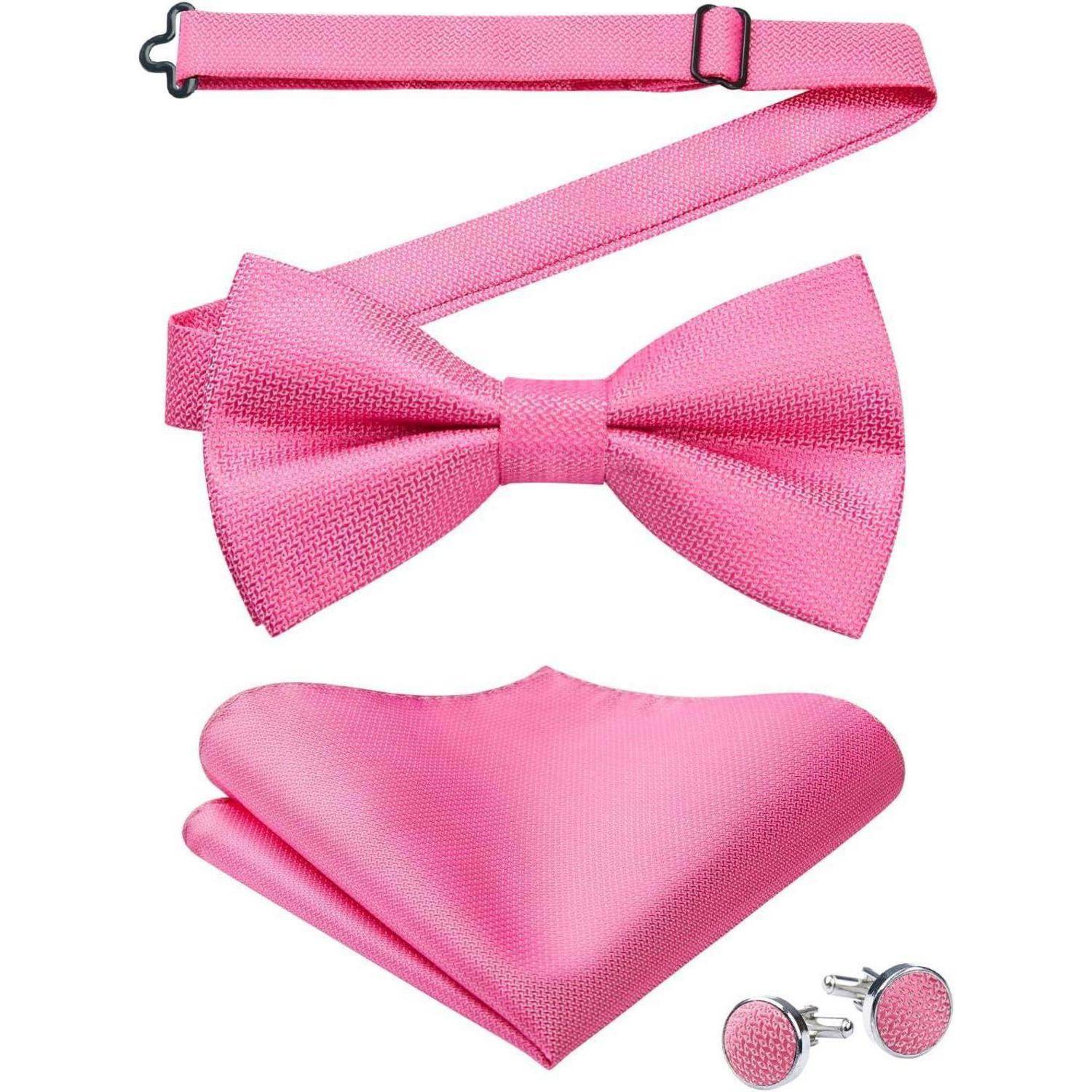 Fliege Herren Paisley Einstecktuch Manschettenknöpfe Set A2-fushia